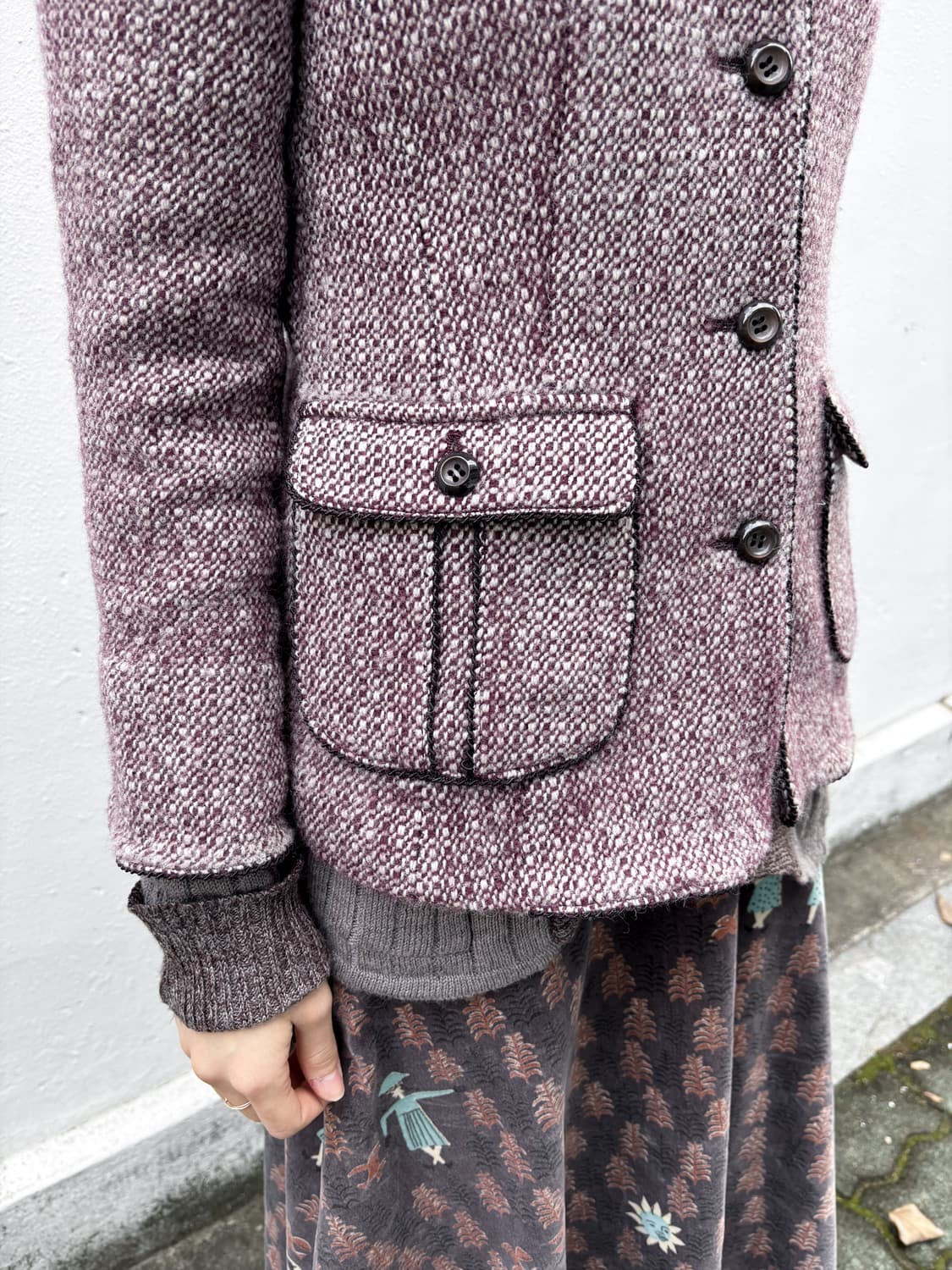 빈티지 퍼플 울 자켓 숏코트 상품이미지3