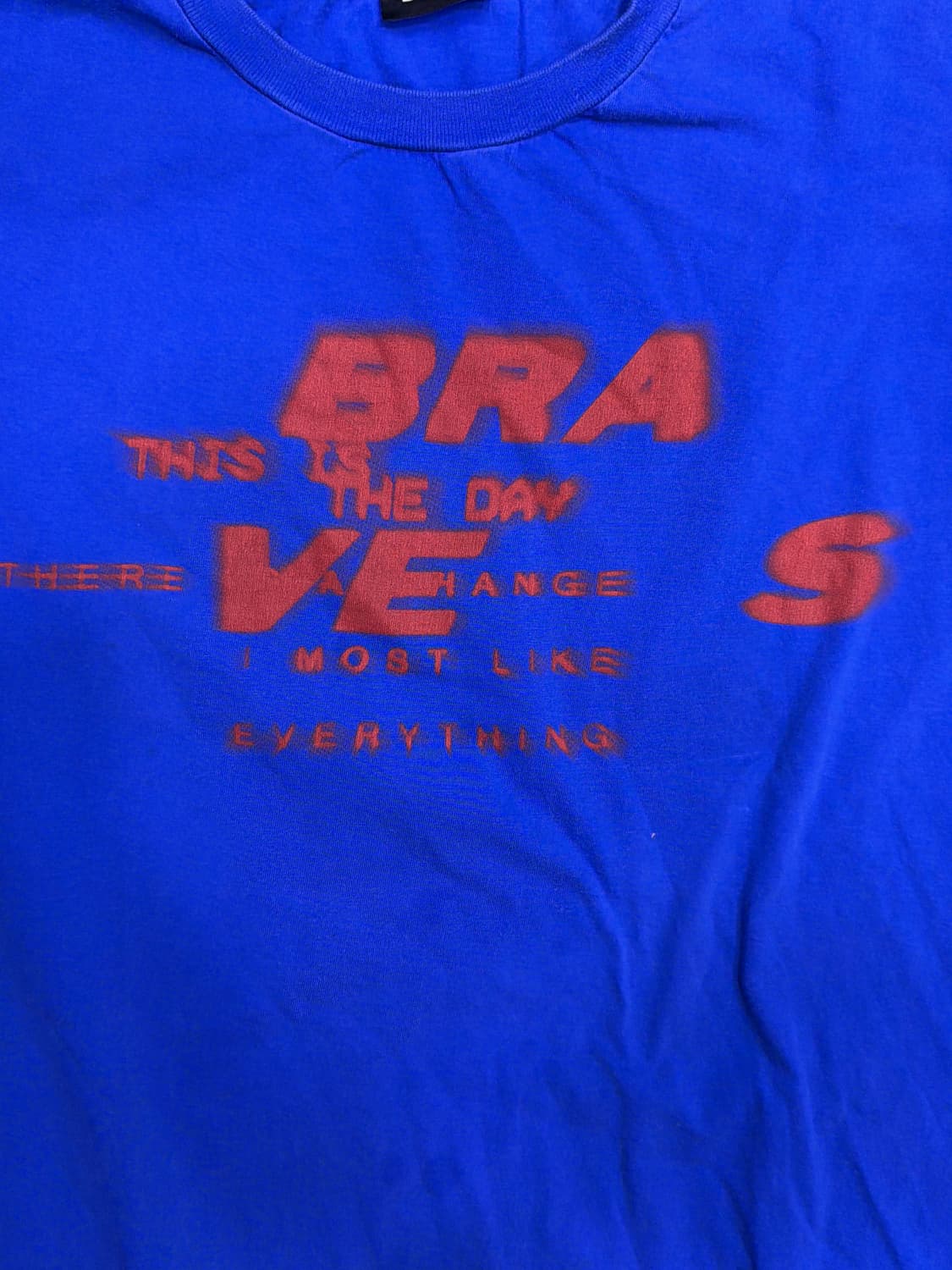 디젤 BRA 프린팅 빈티지 워싱 블루 반팔 티셔츠 XL 상품이미지3