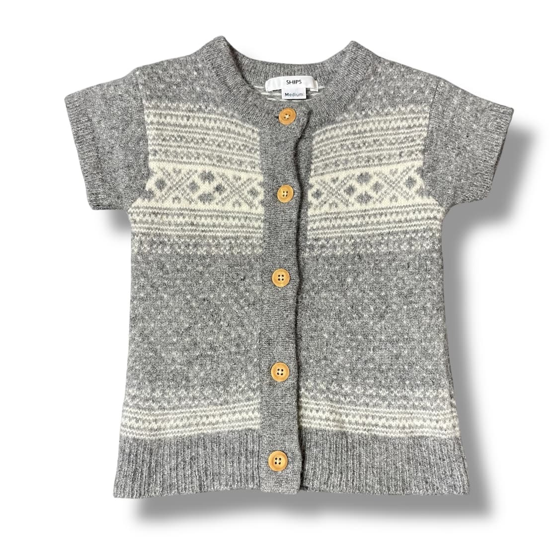 SHIPS 키즈 그레이 노르딕 패턴 앙고라 반팔 가디건 M 상품이미지1