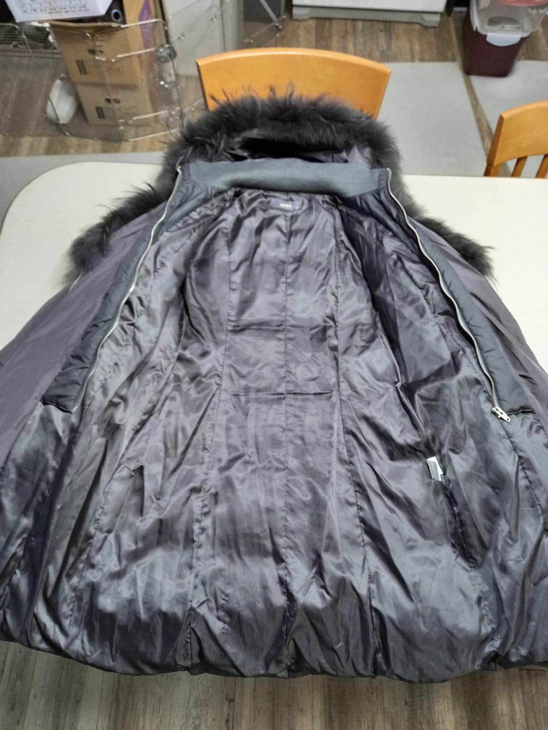 M90 HERA 구스다운 라쿤퍼 롱패딩 다크그레이 M-982 상품이미지4