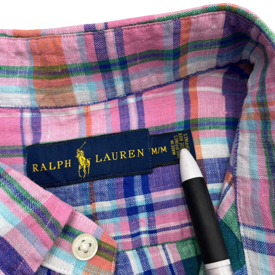 폴로 랄프로렌 블루포니 타탄체크 린넨 반팔 셔츠 M 상품이미지5