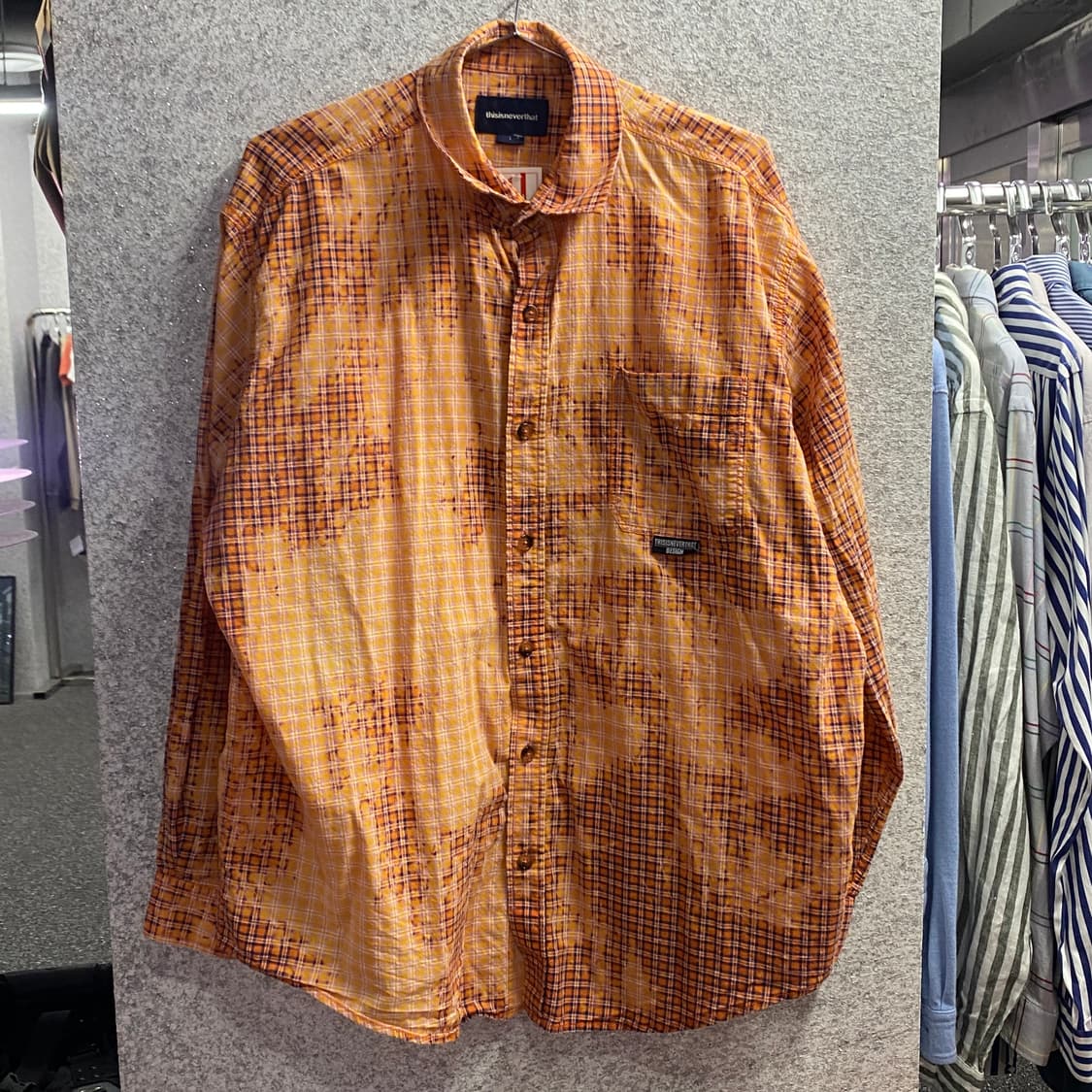 디스이즈네버댓 그라데이션 체크 오렌지 셔츠 B4395 상품이미지2
