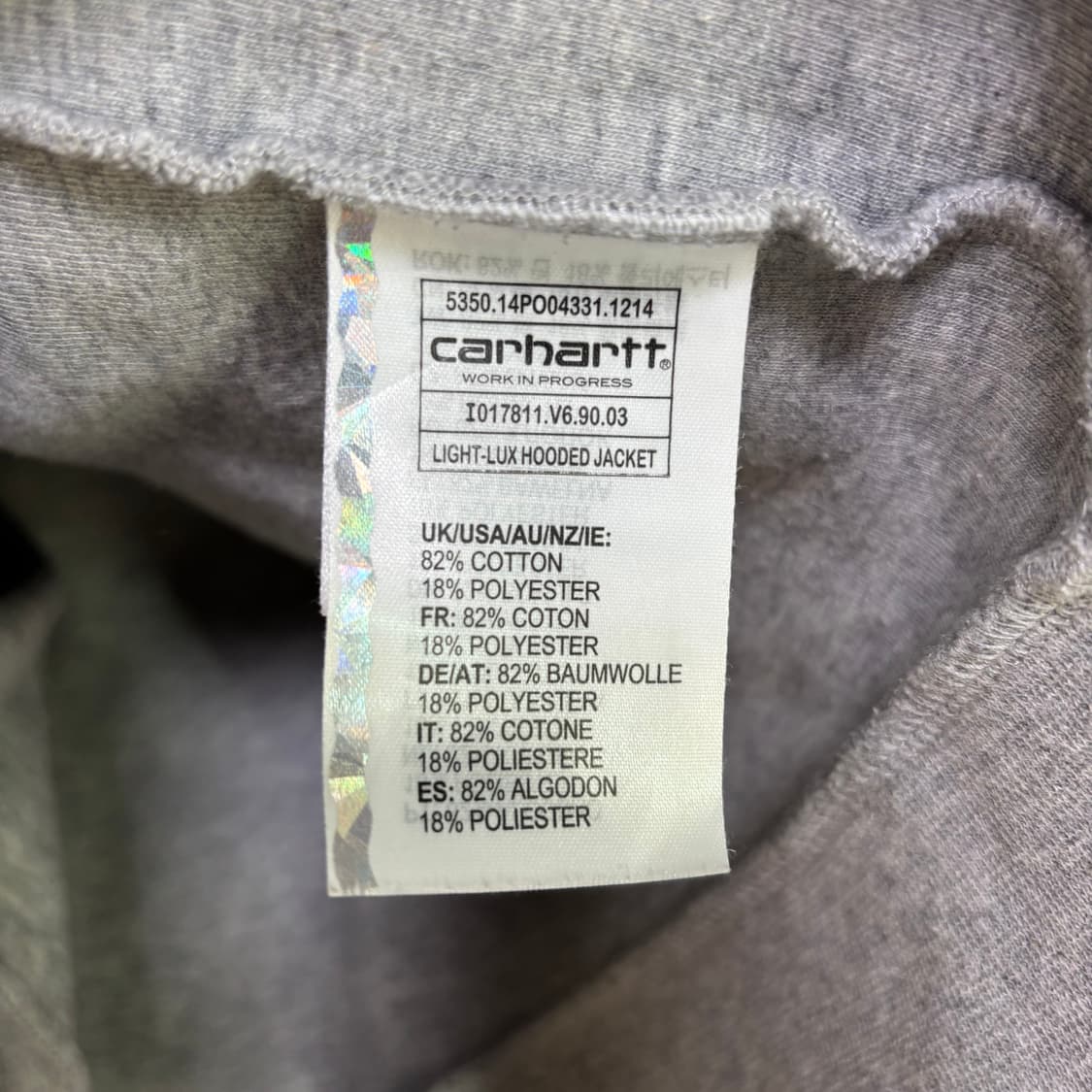 칼하트 wip 라이트 카럭스 후드집업 그레이 상품이미지3