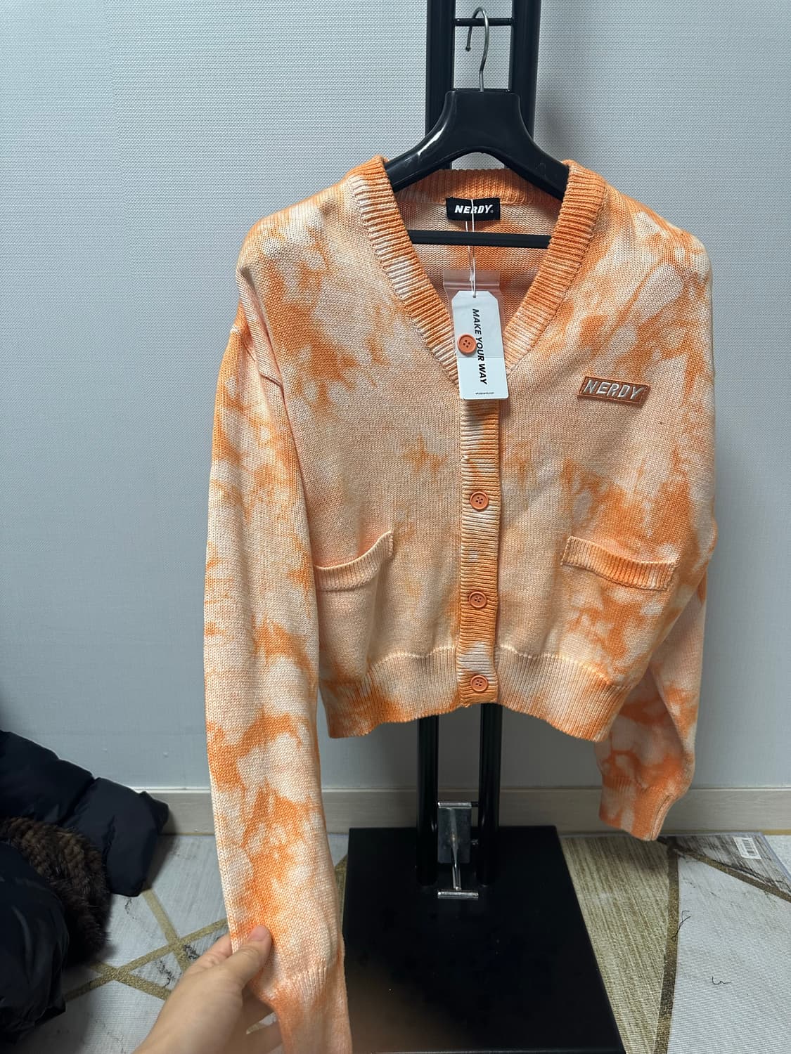 널디 여성가디건 오렌지 물나염숏기장  가디건 -S사이즈  새상품 상품이미지5