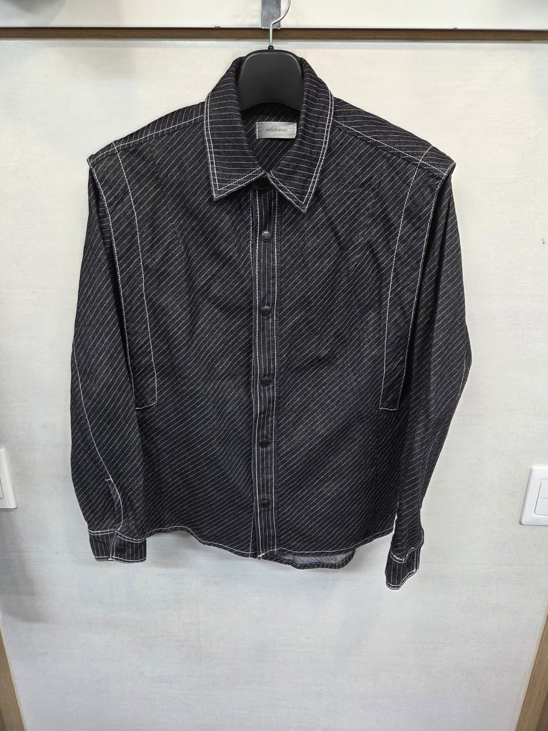 메종미네드 스트라이프 블랙 데님셔츠 긴팔 m 상품이미지1