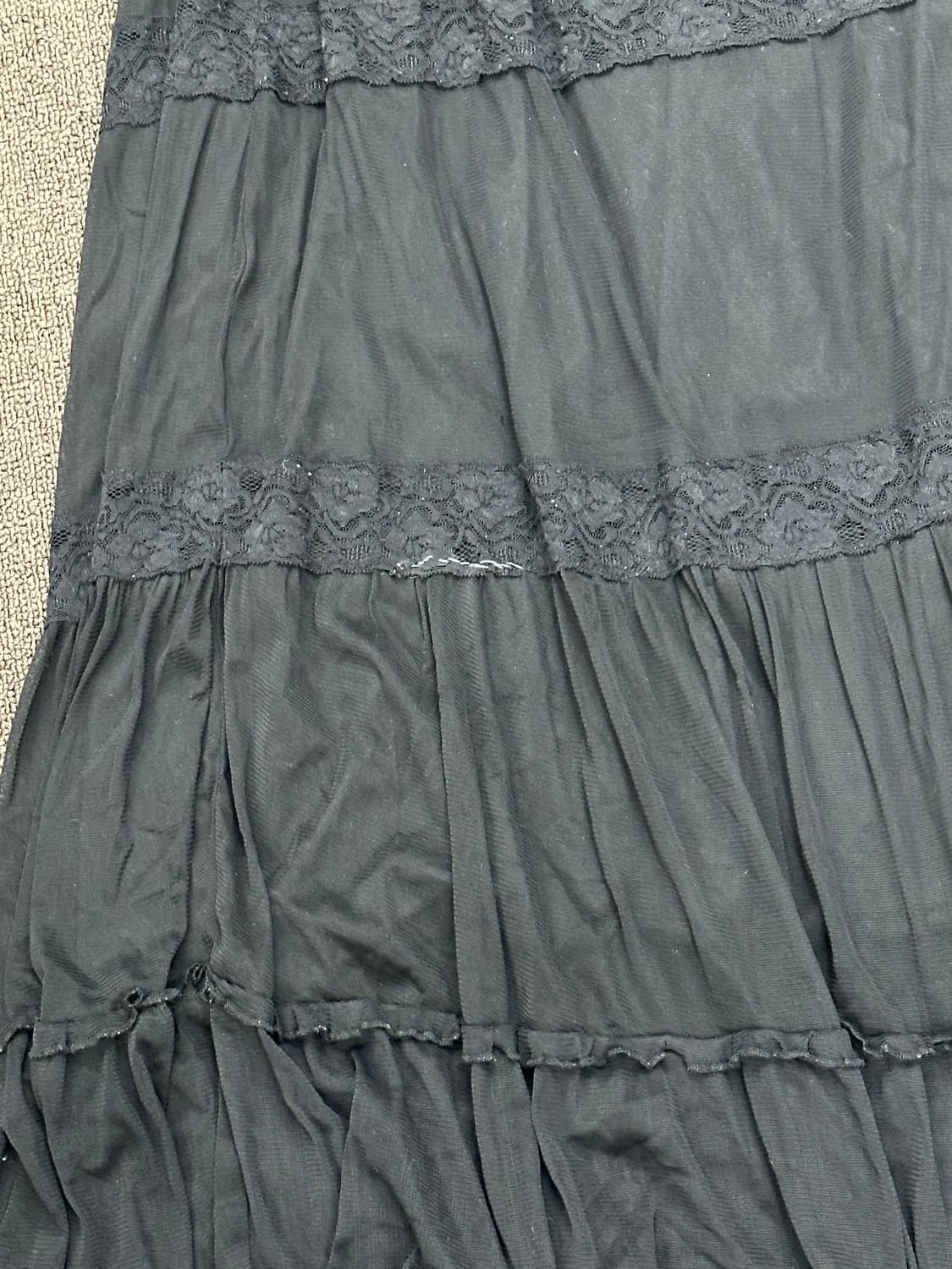 8~76)Japanese vintage 블랙 레이스 시스루 롱스커트(수선 상품이미지8