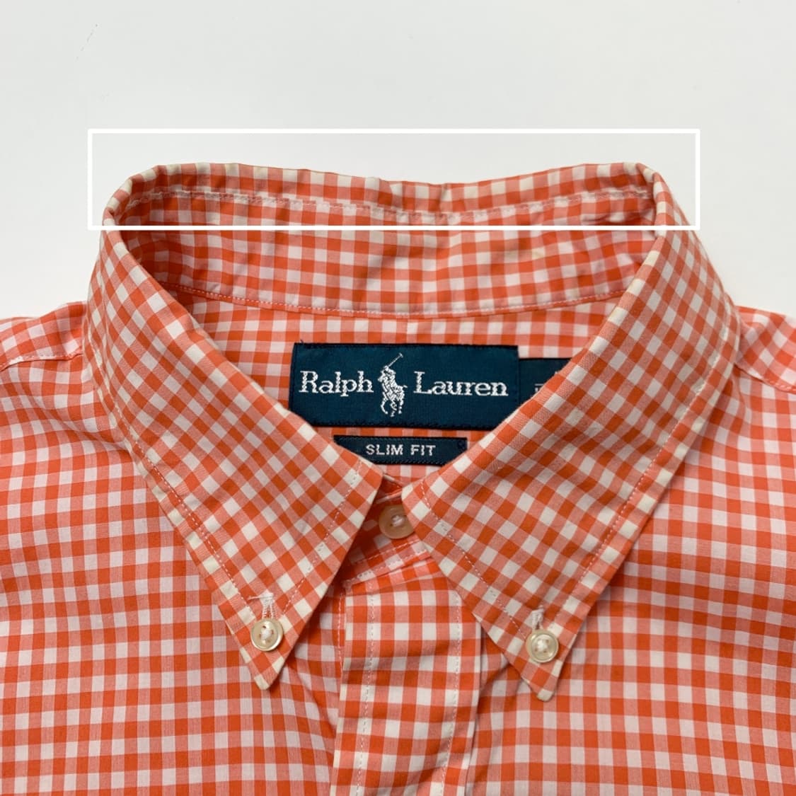 [M/정품] 폴로랄프로렌 슬림핏 오렌지 체크 셔츠 상품이미지4