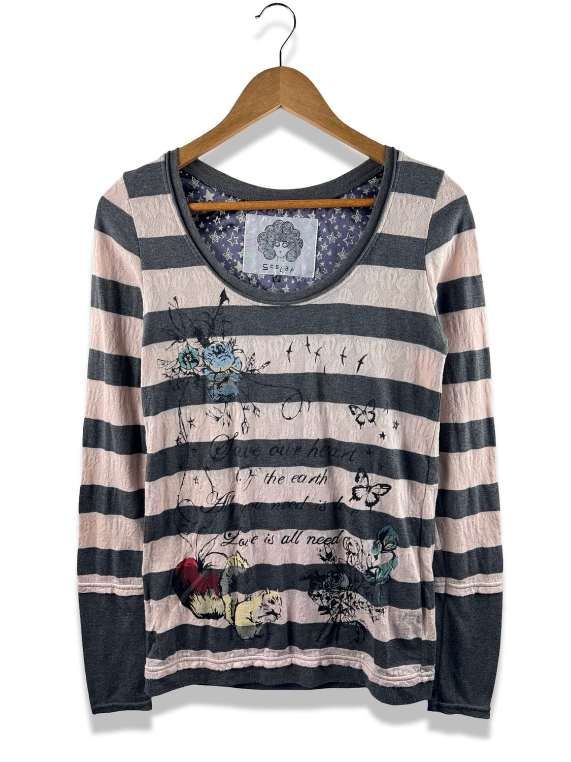 JPN 그런지 펑크 핑크 스트라이프 롱슬리브1817 상품이미지1