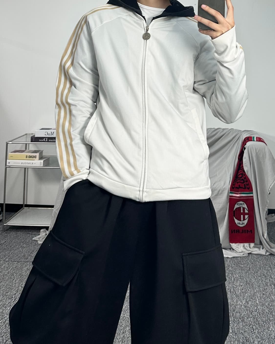 아디다스 00s 빅 파이어버드 화이트 골드 트랙탑 져지 M 상품이미지3