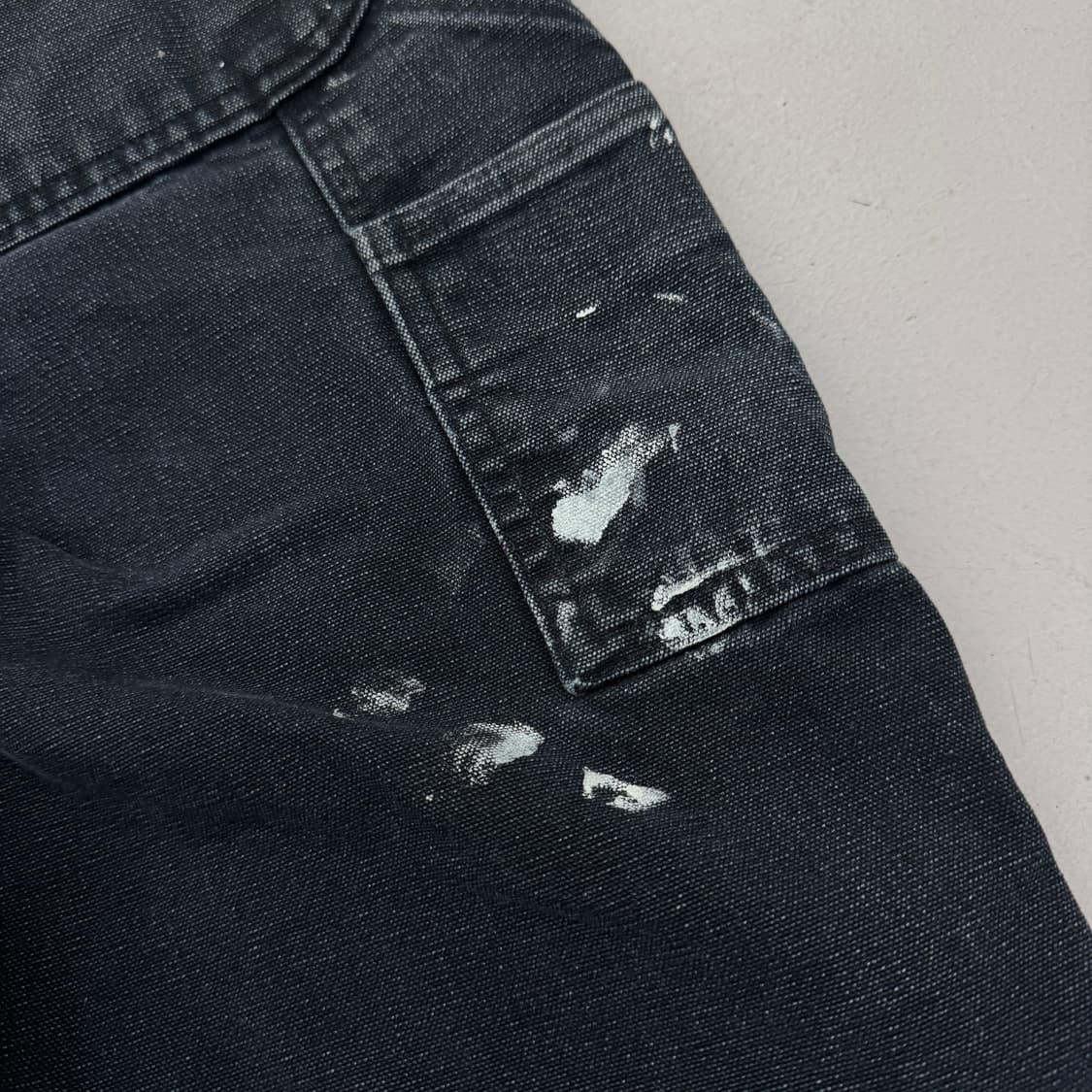 칼하트 OG 더블니 블랙 덕캔버스 하드 페이딩 카펜터 와이드 워크팬츠 상품이미지8