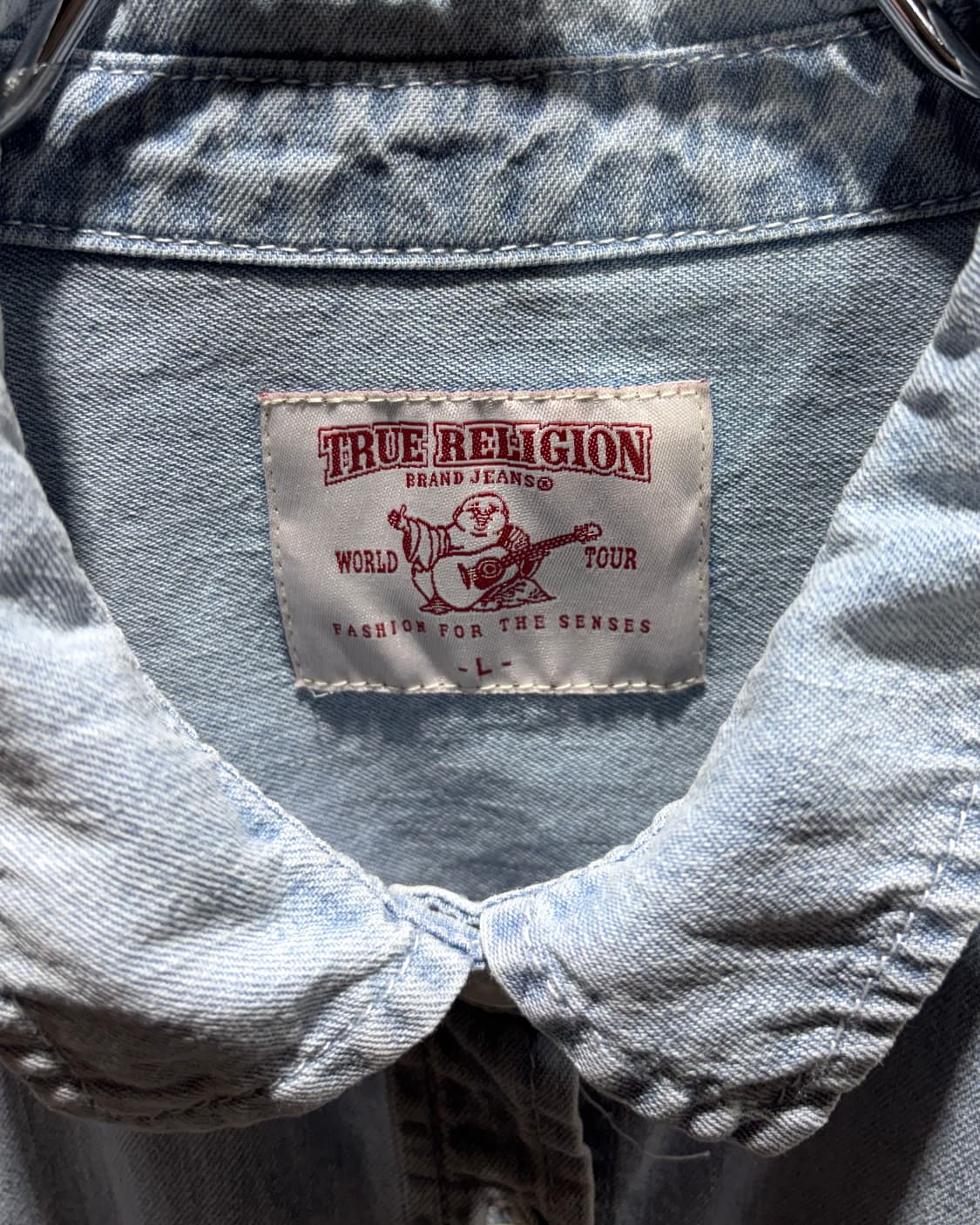 L 트루릴리전 미니 심볼로고 연청 데님셔츠 상품이미지5