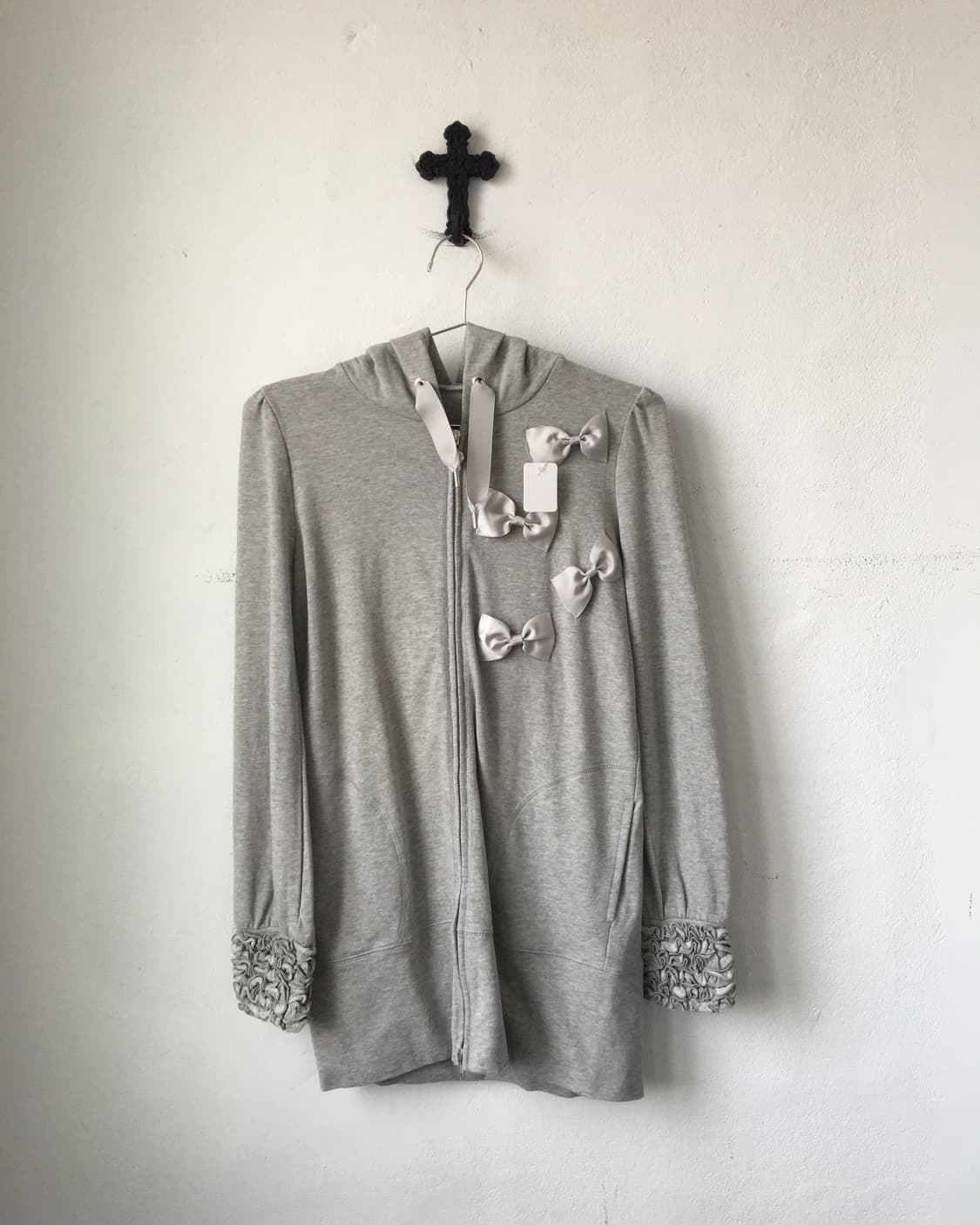 Ribbon frill point hood zip up 상품이미지2