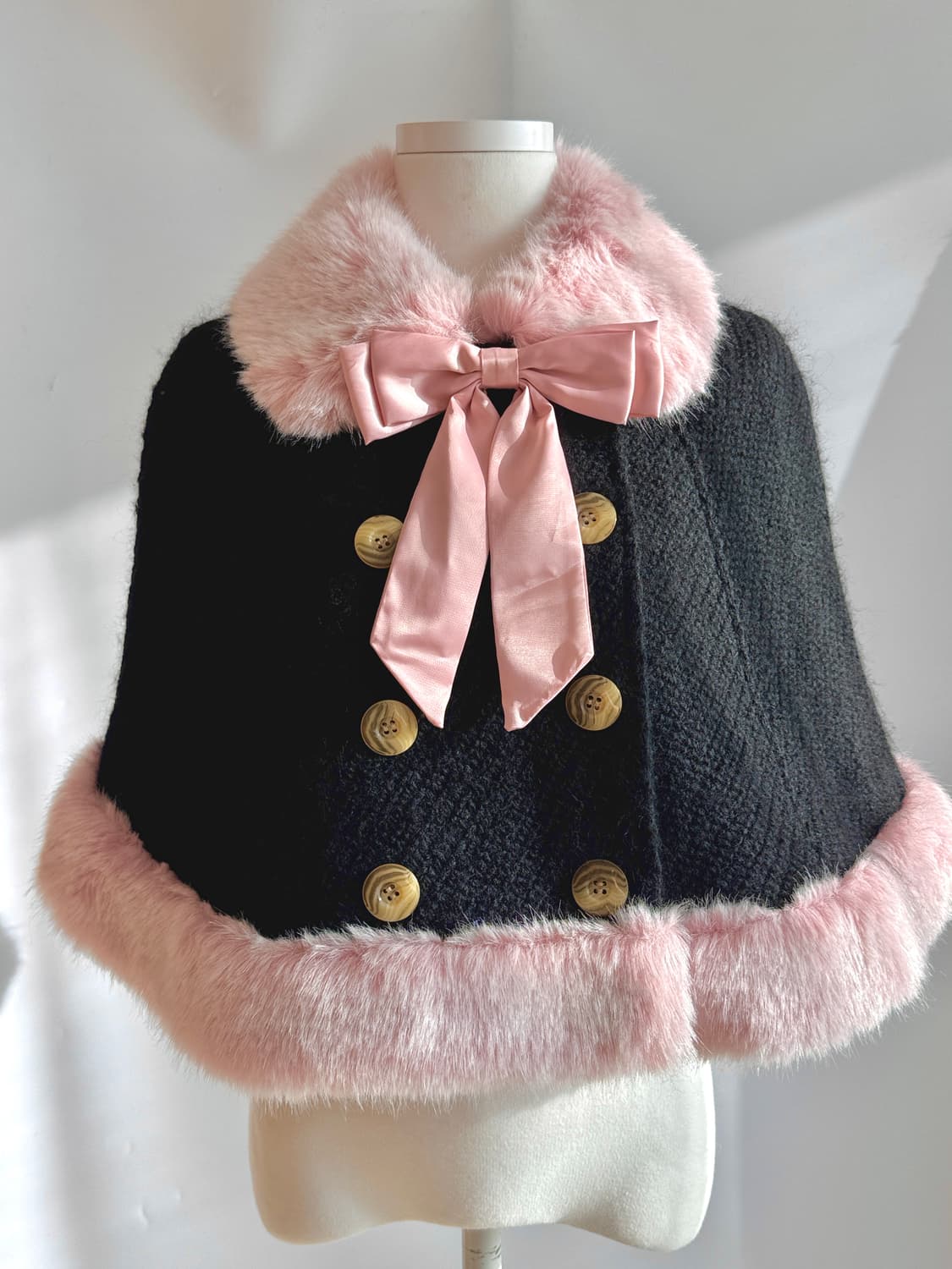 히메갸루 코갸루 퍼 트리밍 케이프 판초 양산형 일브 상품이미지1