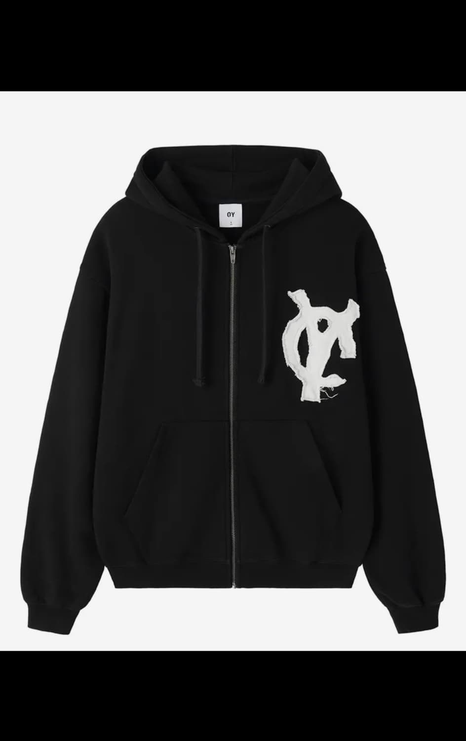 OY LOGO PATCH HOODIE ZIP UP - BLACK 상품이미지1