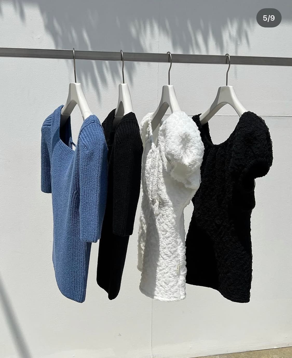 드래곤블루스 스퀘어넥 퍼프 니트 탑 - 블루 데님 상품이미지4