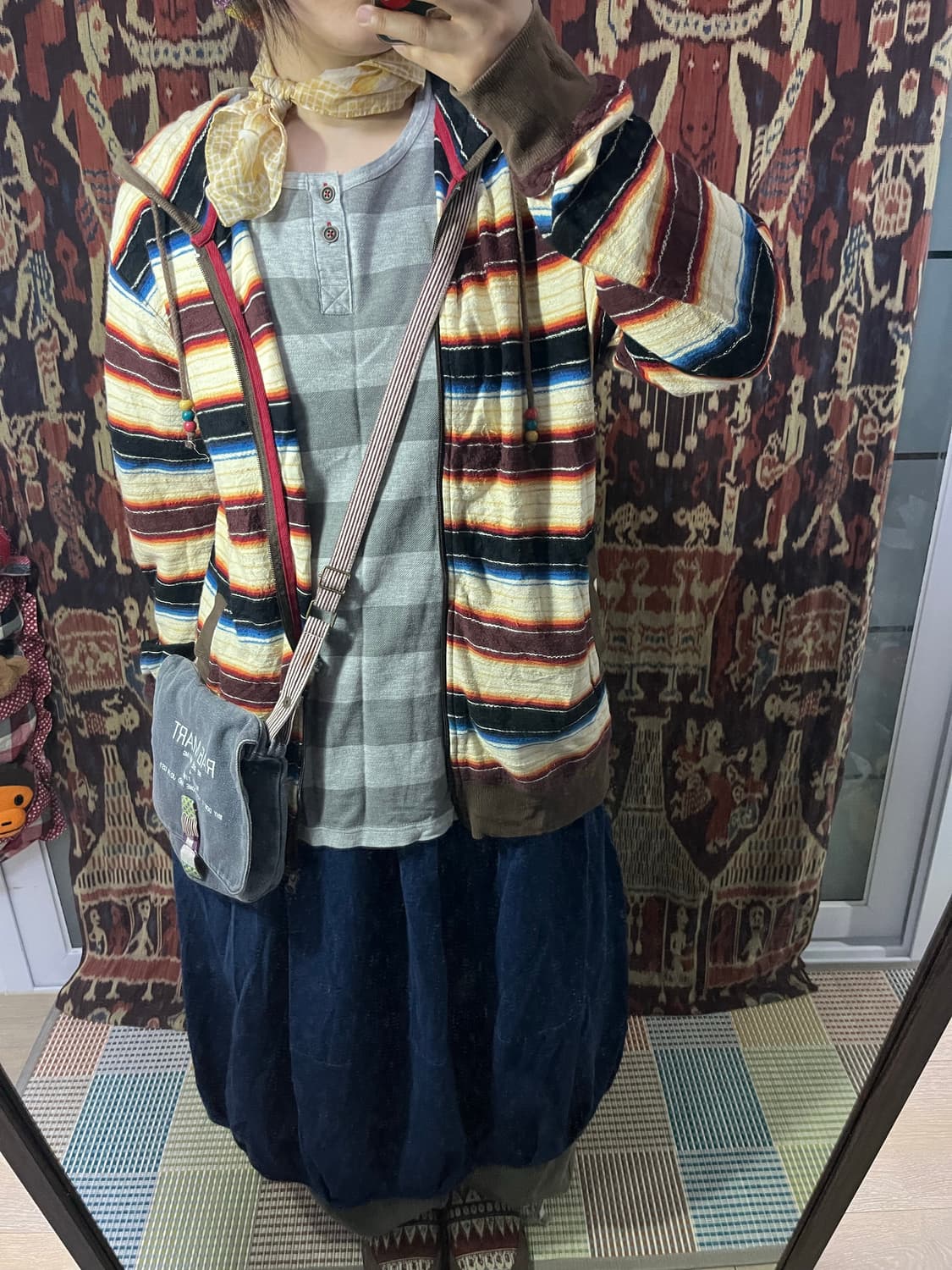 Power to the people 에스닉 스트라이프 후드집업 상품이미지3