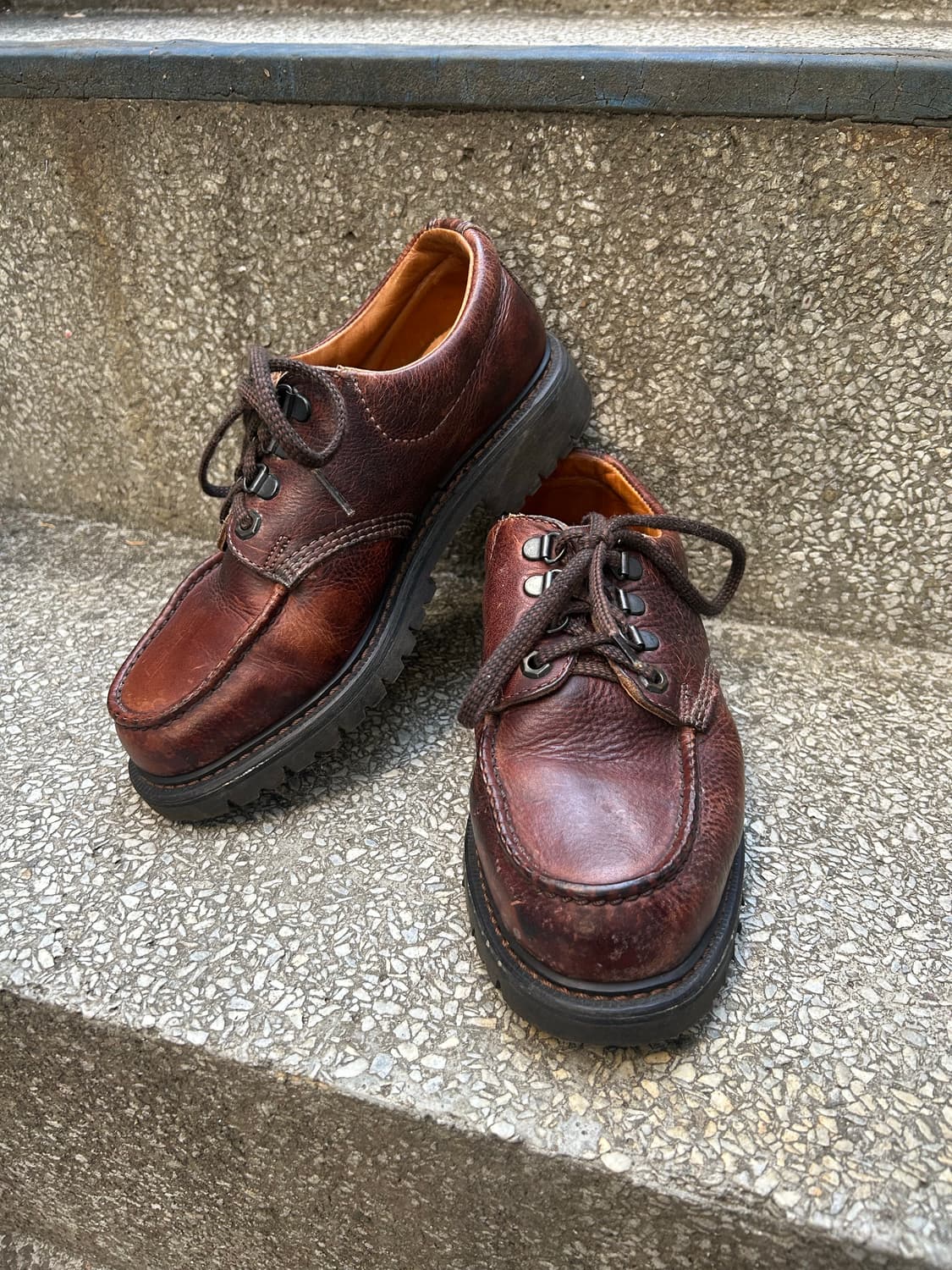 2000s 엘엘빈 브라운 레더 레이스업 부츠 상품이미지1