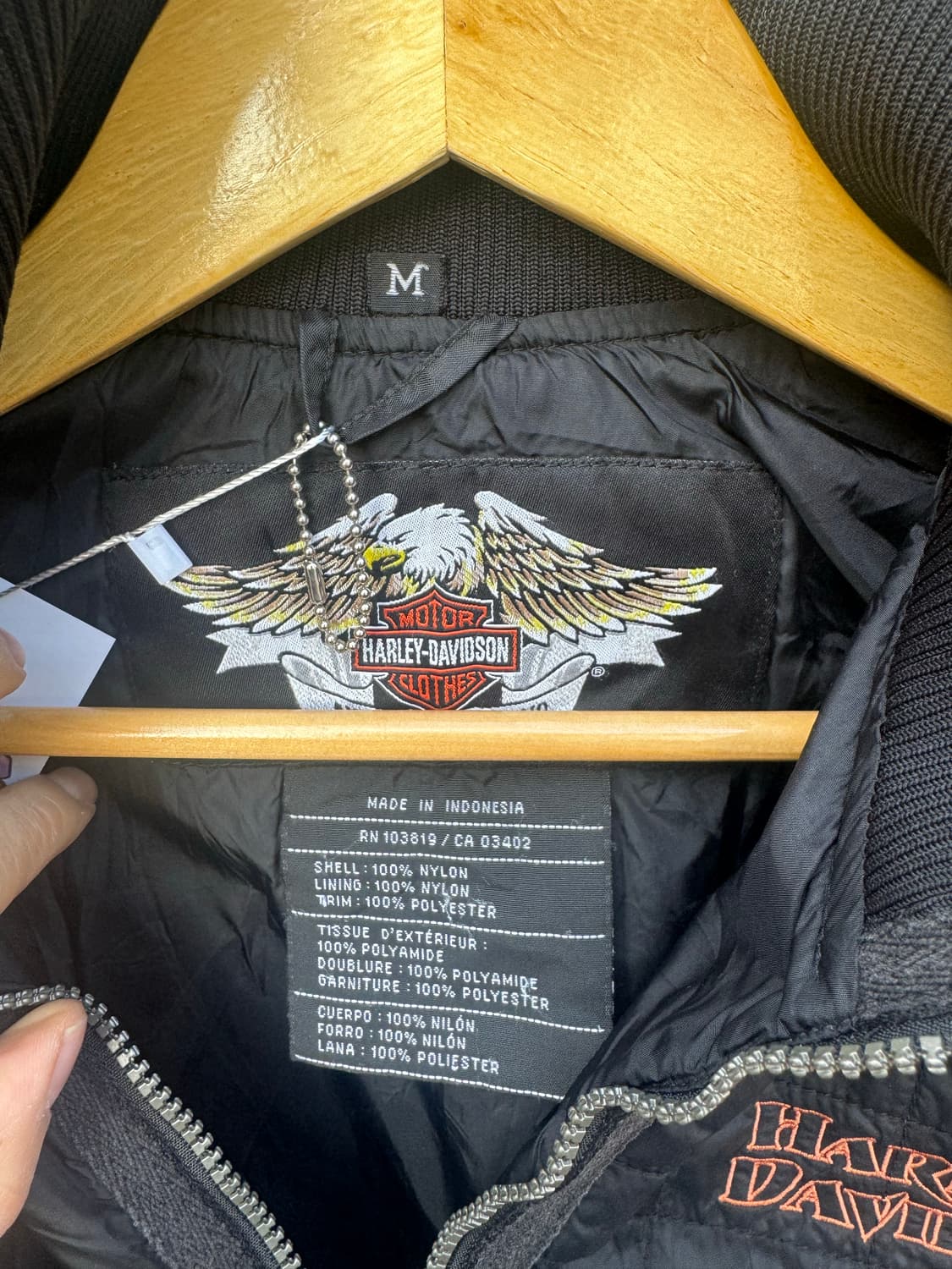 할리데이비슨 빈티지 퀄팅 패딩 봄버 자켓 블랙 m 상품이미지5
