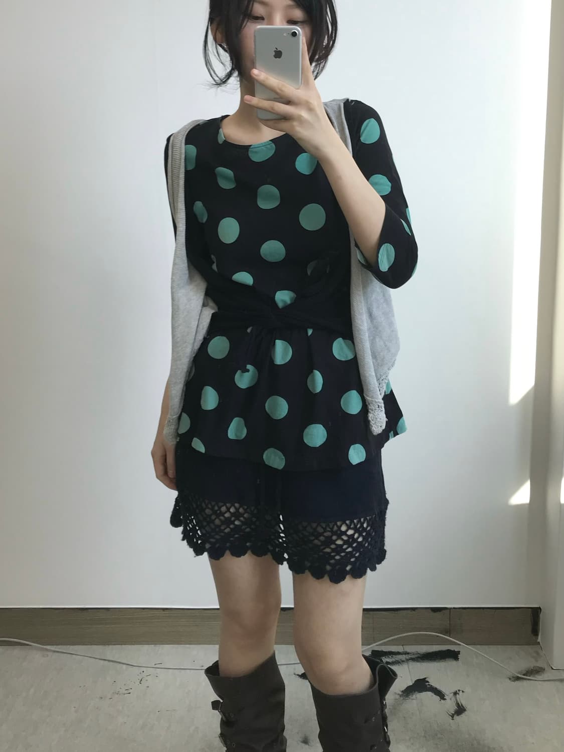 빈티지 도트 티셔츠 상품이미지4