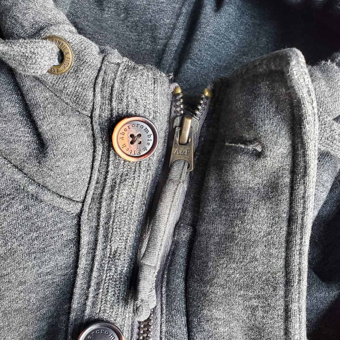 아베크롬비 앤 피치 빈티지 사슴 자수 버튼 후드 집업 상품이미지5