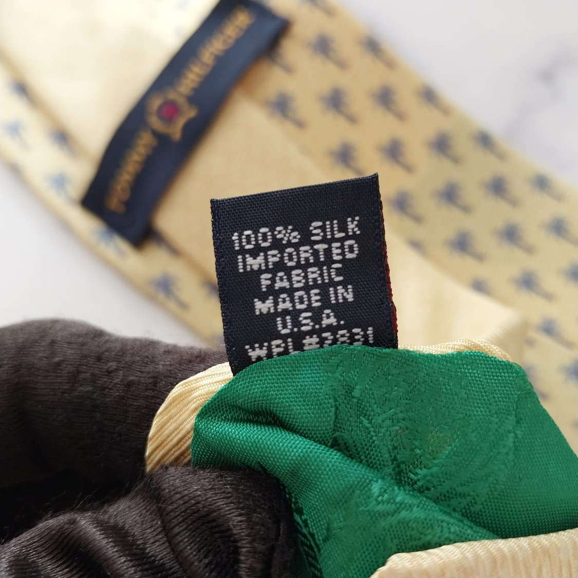 타미힐피거 실크 레몬옐로우 야자수 패턴 넥타이 9cm A+등급 K1636 상품이미지10