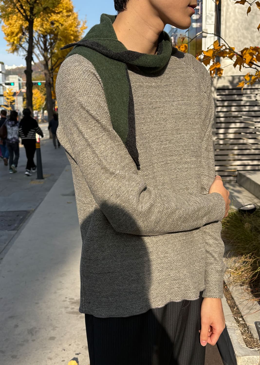 MHL 스카우트 스카프 램스울 그레이 네이비 상품이미지6