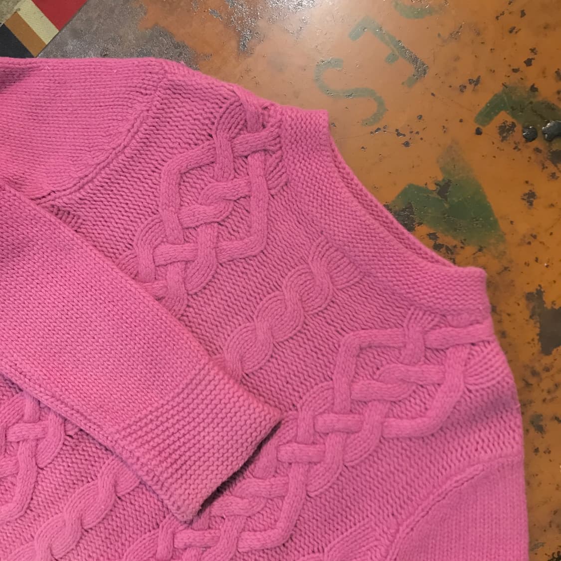 Italy 베네통 보크넥 울 케이블 숏 니트 여성 55 사이즈  상품이미지2