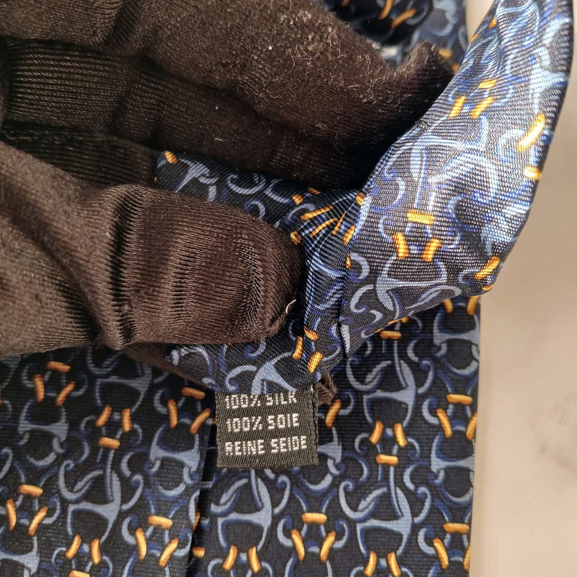 테드라피두스 실크 네이비 기하 패턴 넥타이 9.7cm A등급 A19198 상품이미지8