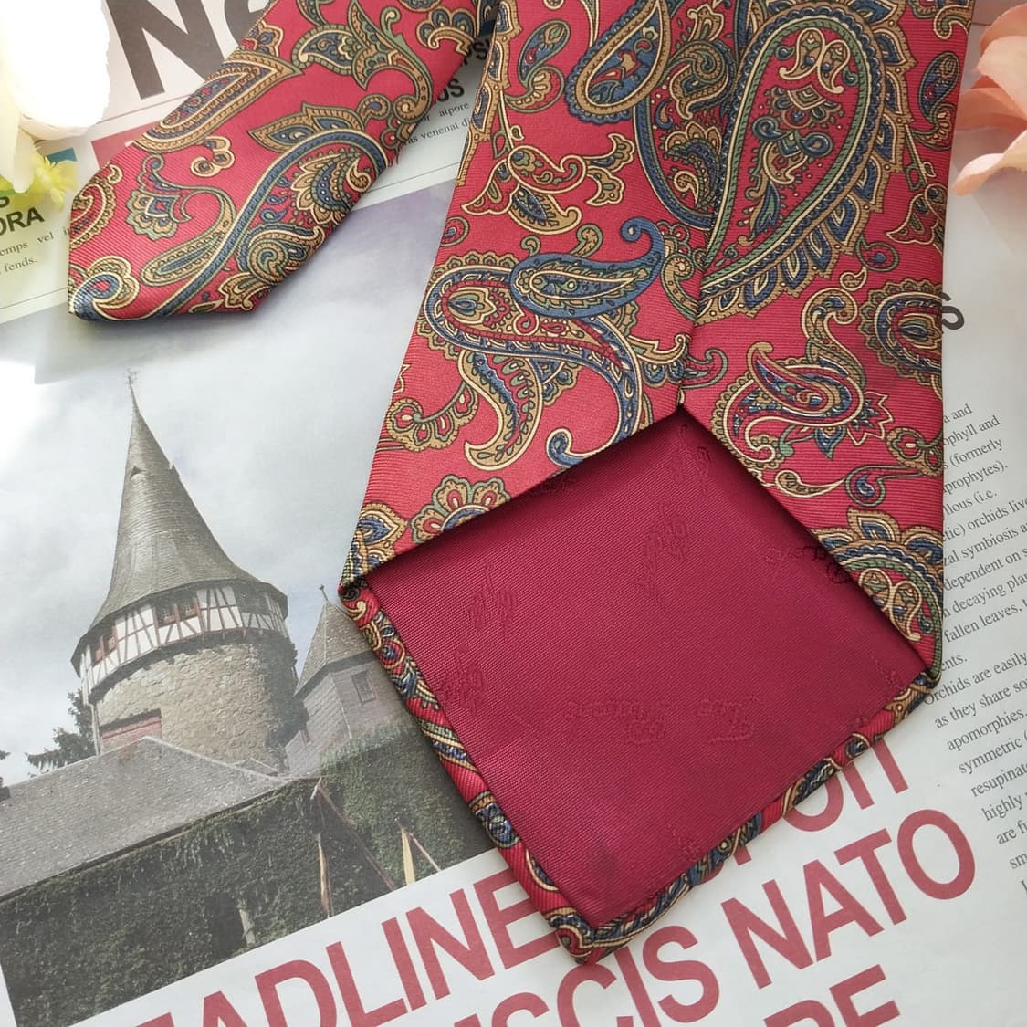 레오나르도 스트렐리 실크 레드 넥타이 9.8cm A+등급 K1295
 상품이미지7