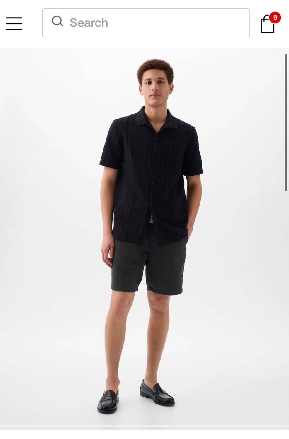 갭 GAP 린넨 반바지 프렙스터 검정 28 새제품 상품이미지1