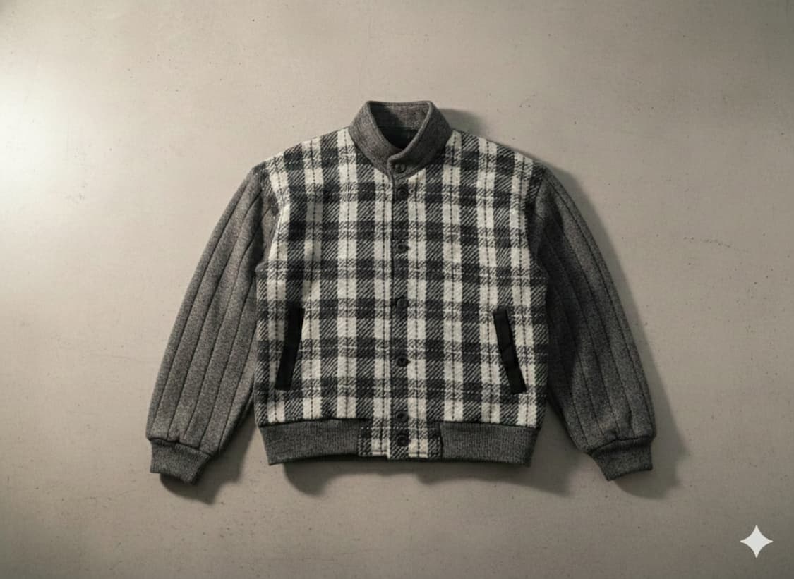 Gran Signore 일본빈티지 90's 체크 모직 블루종 자켓 M 상품이미지2