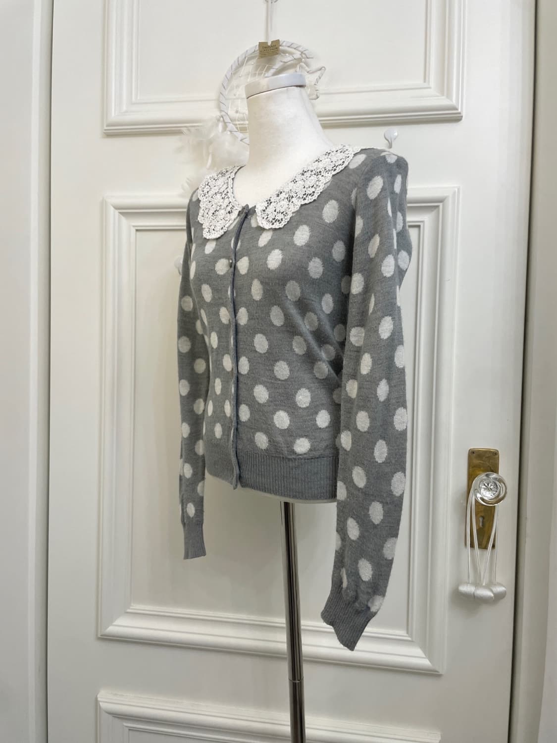 INGNI gray dot lace collar soft cardigan 상품이미지2