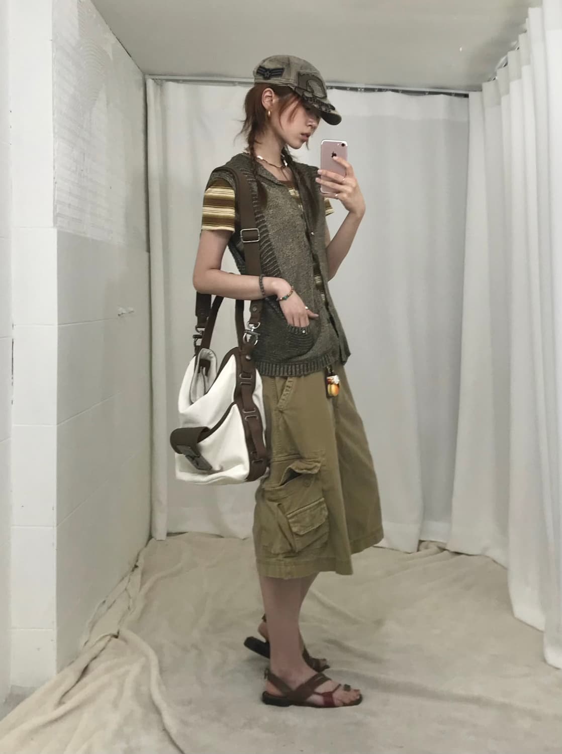 🧳 빈티지 카키 브라운 히피 스트릿 코디 세트 상품이미지2
