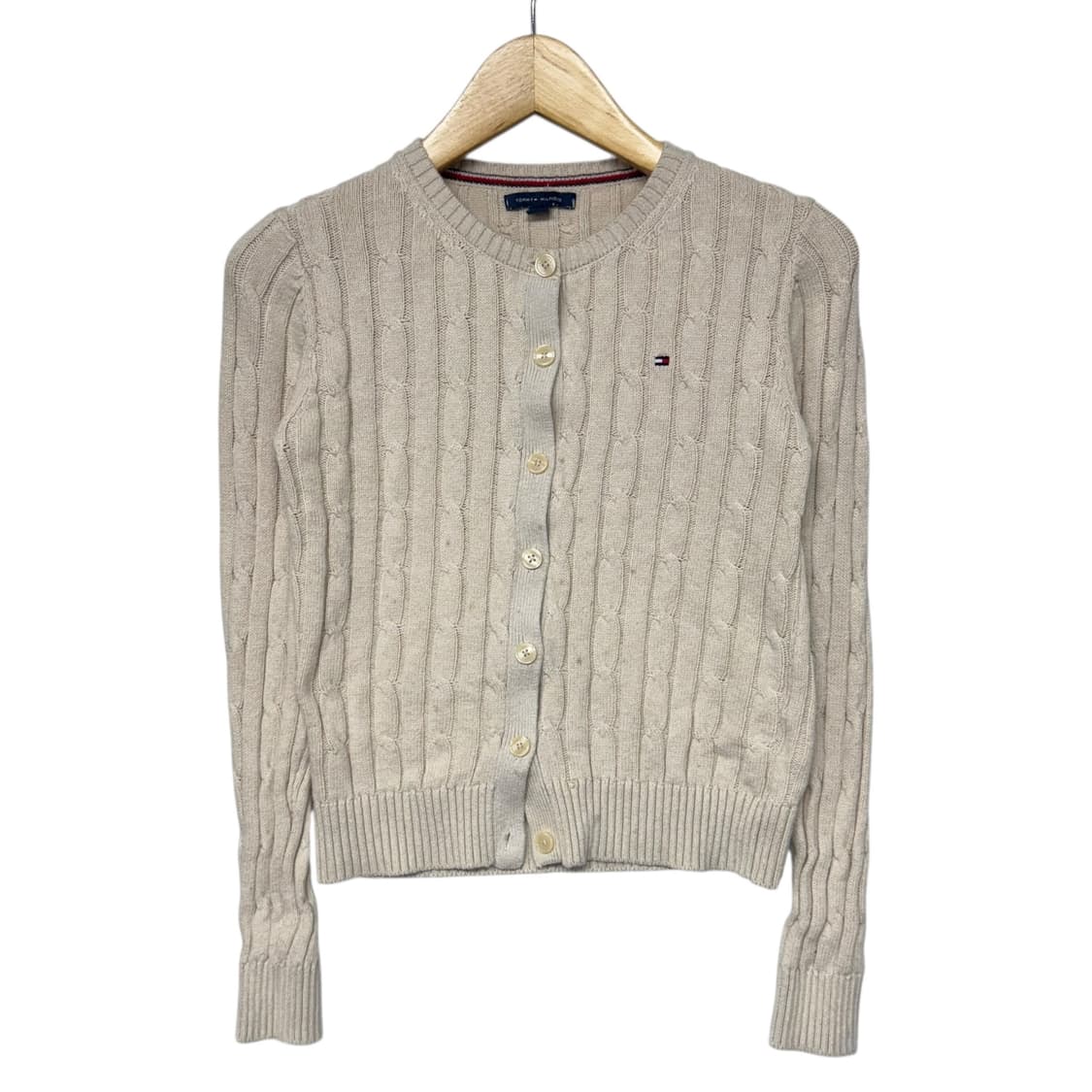 타미힐피거 로고 케이블 라운드 니트 가디건 상품이미지1