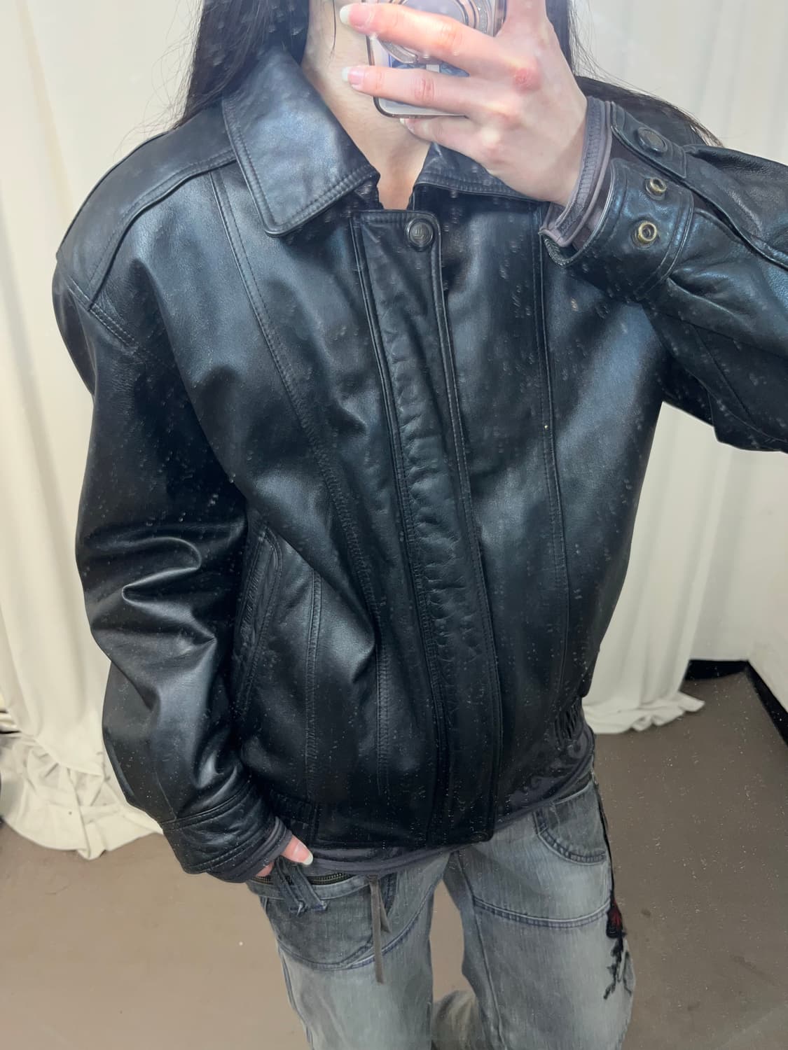 양가죽 블랙 봄버 자켓 상품이미지6