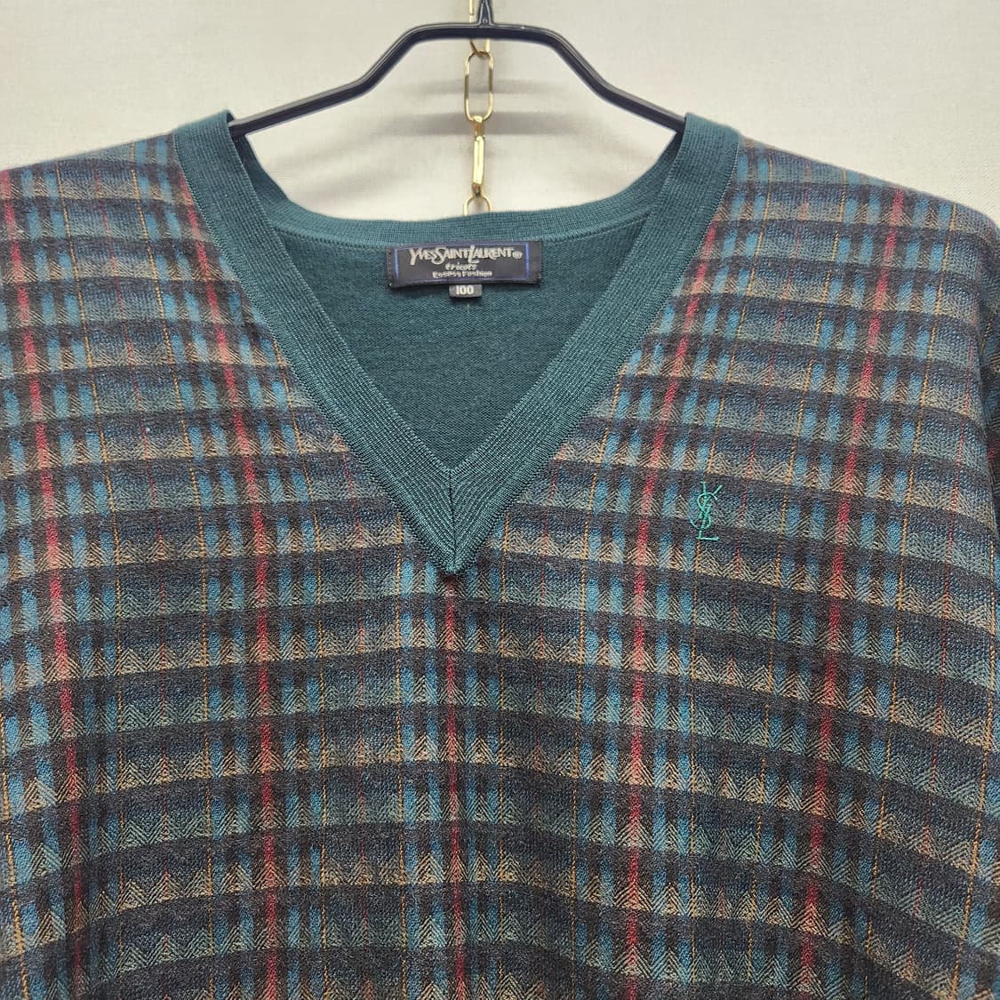 입생로랑 체크패턴 뉴울 빈티지 디자인 니트100(L) 남여공용 상품이미지2