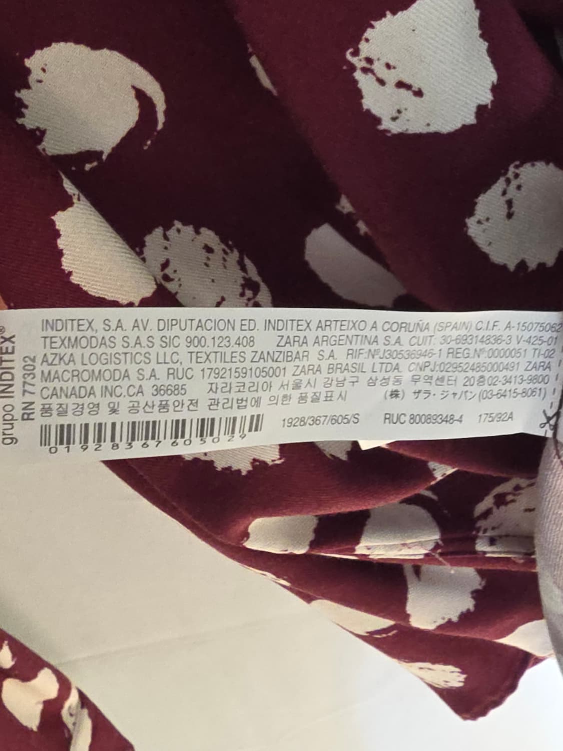 [s] ZARA 자라 폴카닷 도트 패턴 버건디 비스코스 셔츠 상품이미지6