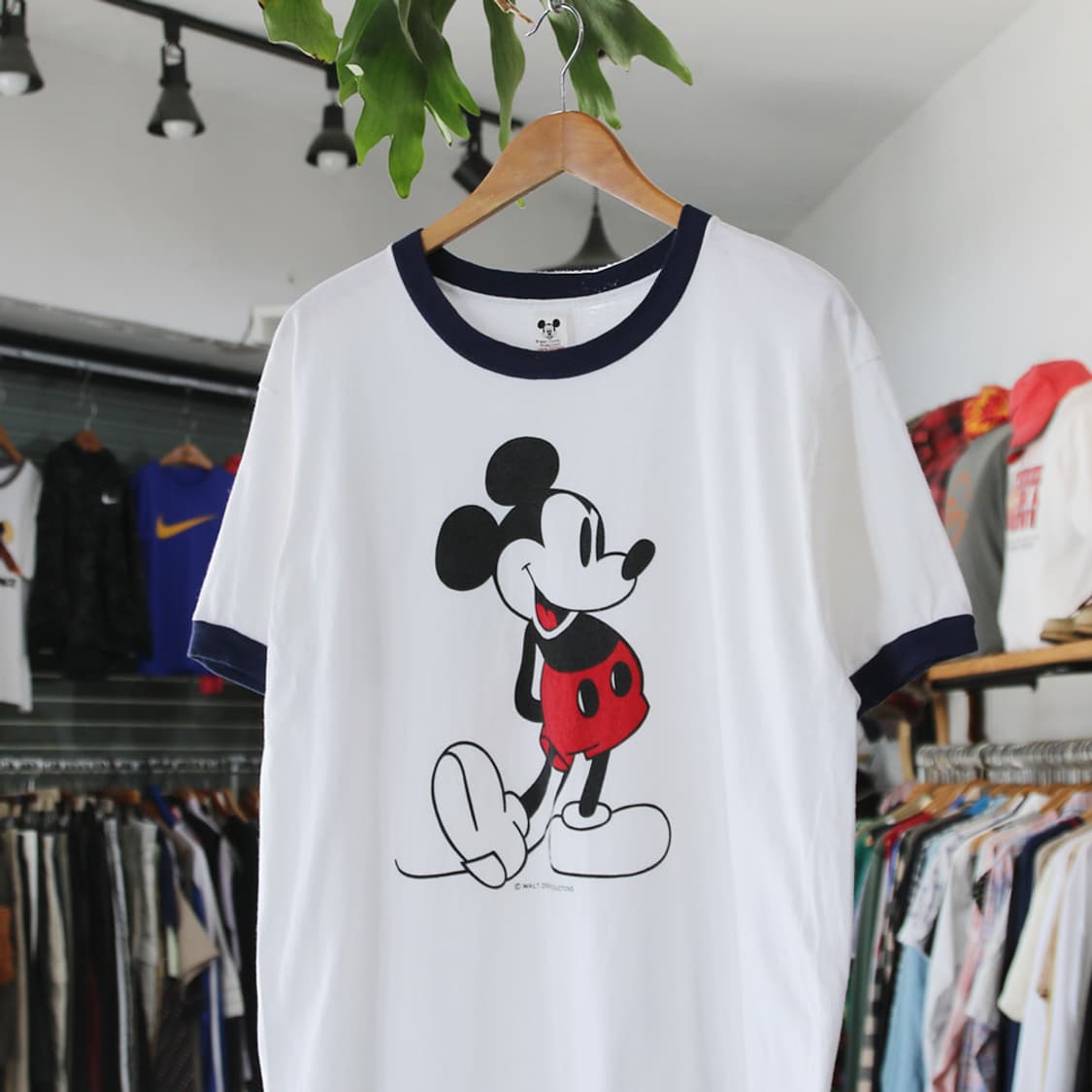 (착용컷) 70~80's Walt Disney 미키 마우스 링거 반팔 티 상품이미지1