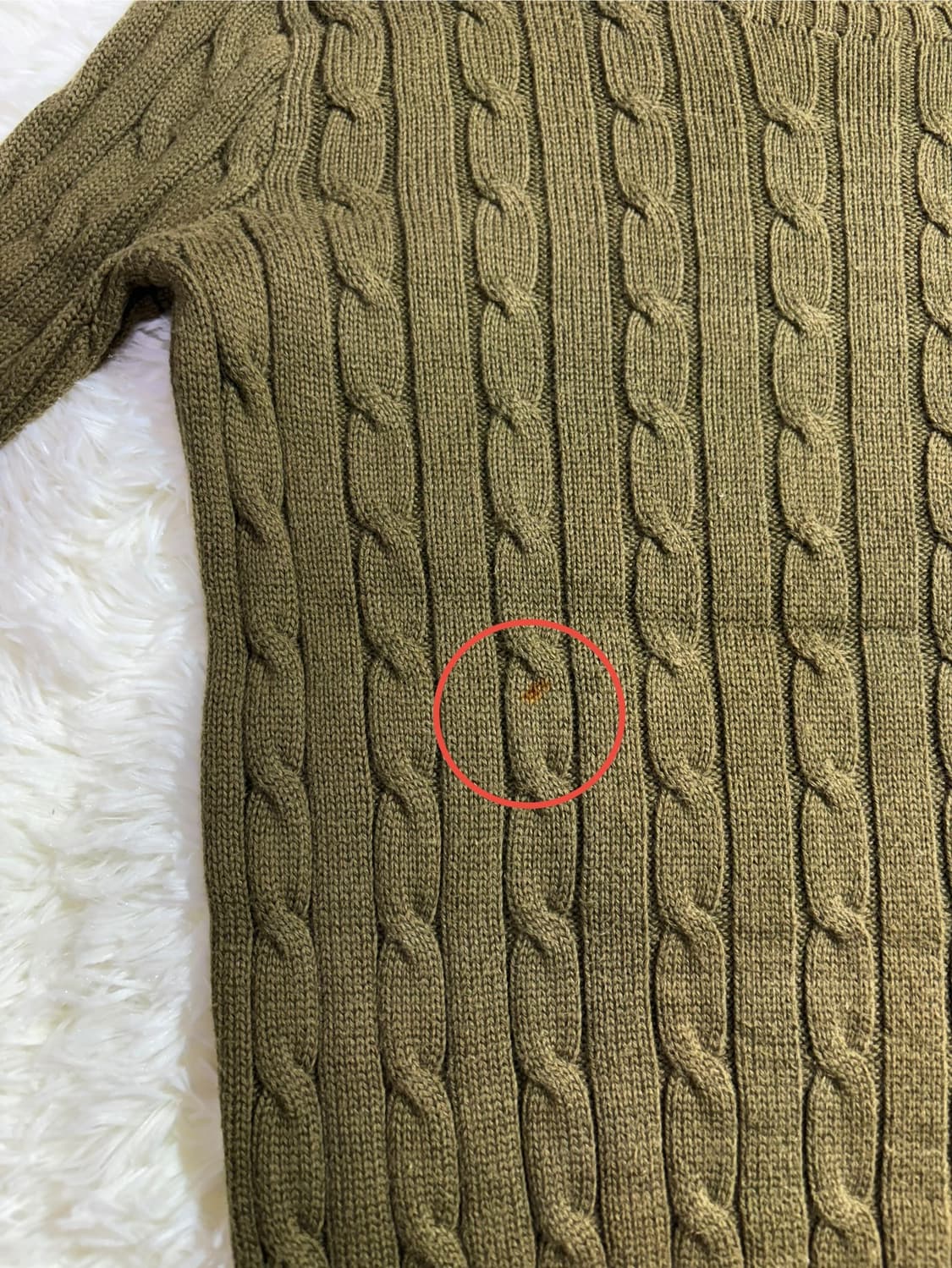 퓰로 랄프로렌 화이트포니 카키 꽈배기 니트  상품이미지5