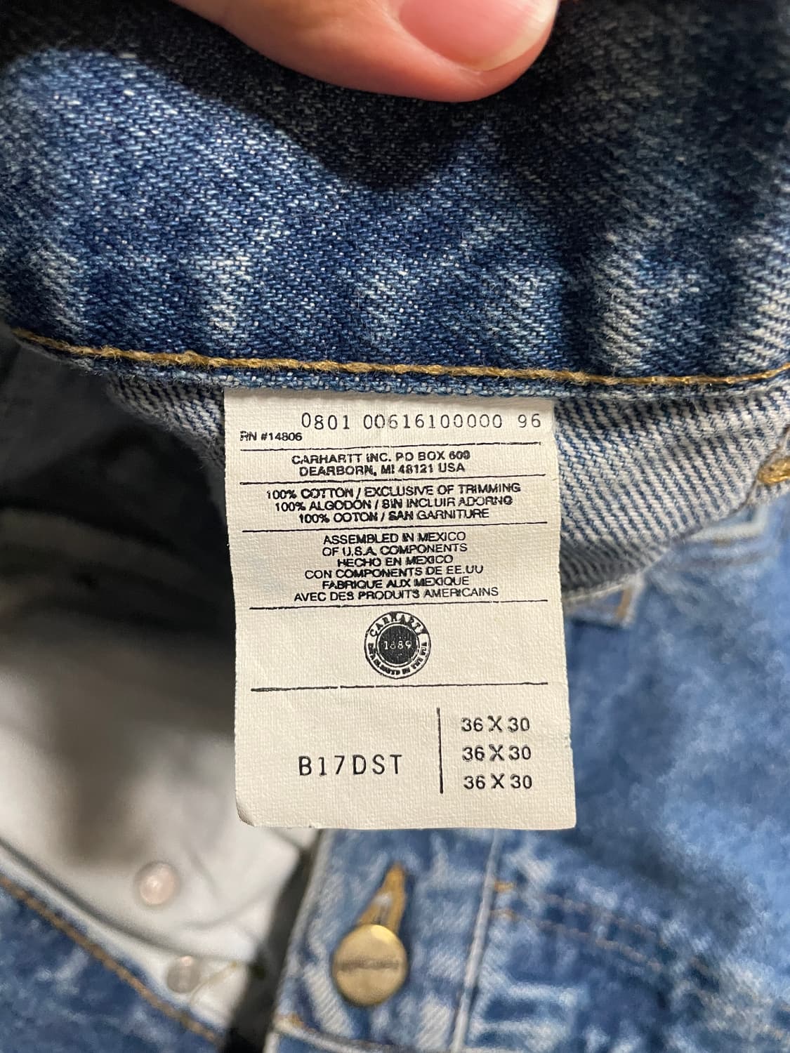 00s 칼하트 B17 DST 36X30 상품이미지3