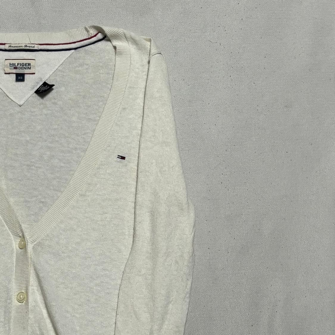 XS 타미힐피거 여성용 화이트 브이넥 가디건 상품이미지1