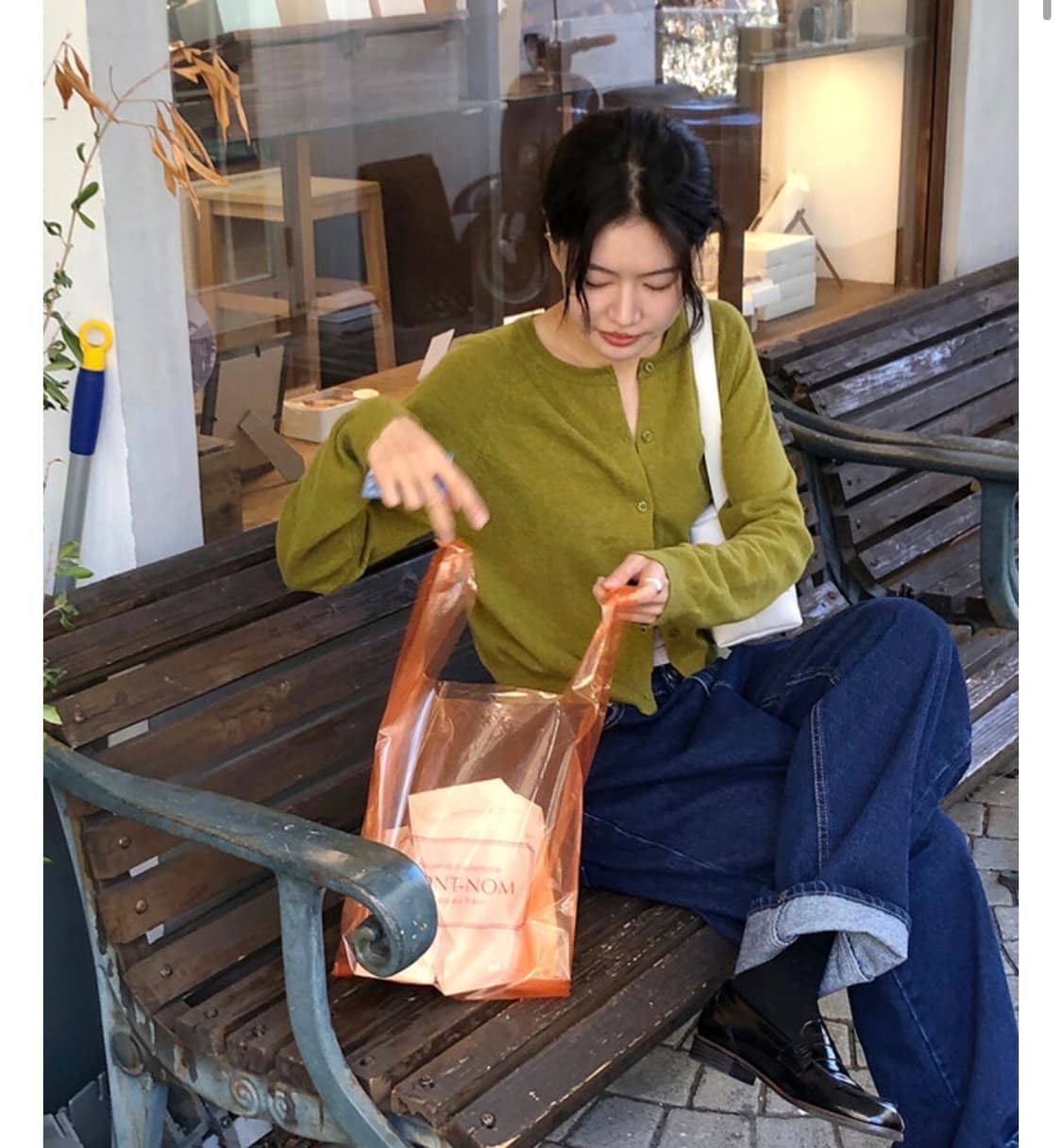 언더비 라운드 가디건 올리브 상품이미지4