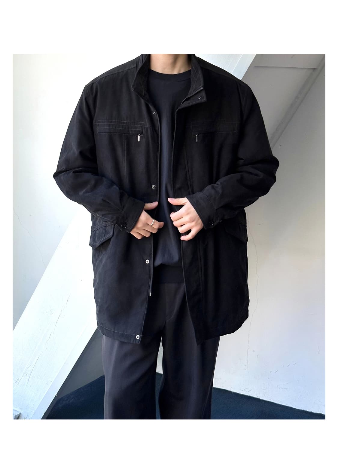 Stand collar soft touch volume blouson 상품이미지1