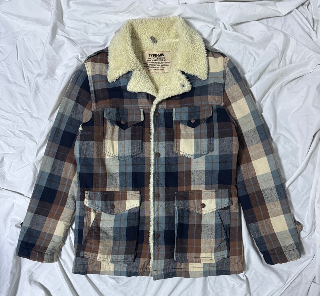 에드윈 체크 쉐르파 시어링 자켓 상품이미지1