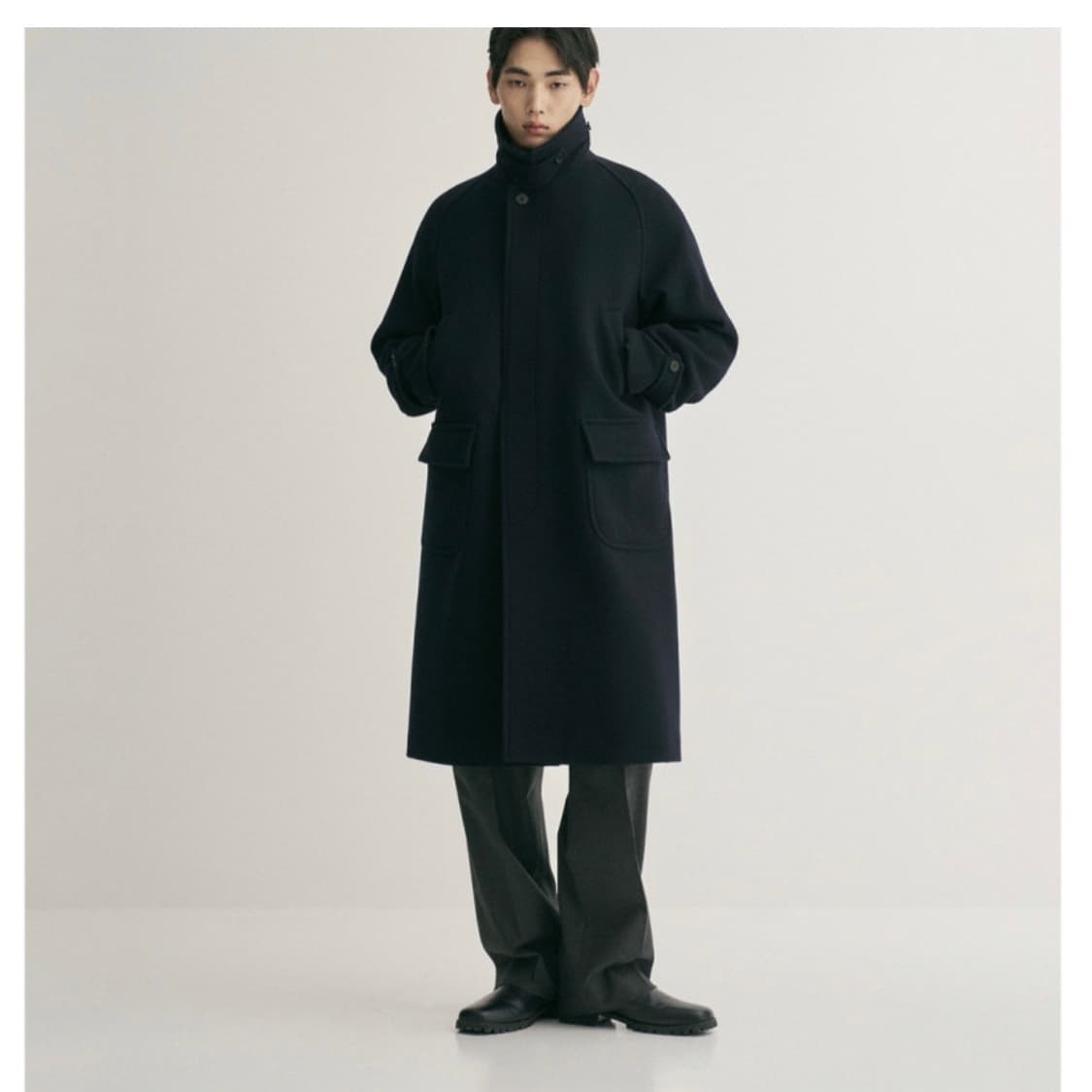 어나더오피스 24aw 보이저 볼드 발마칸 코트 블랙 새상품 상품이미지1