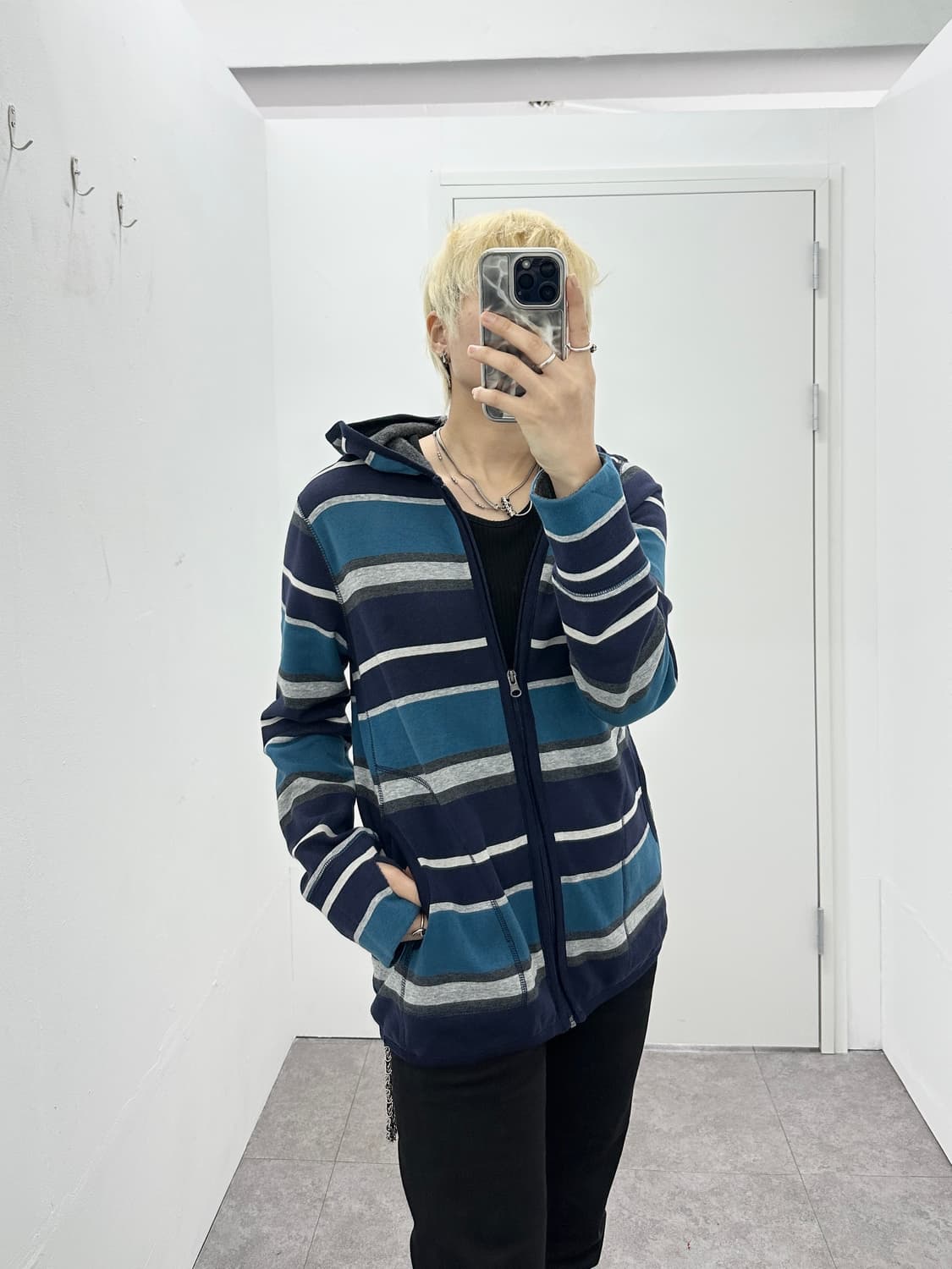 Upt stripe fur hoodie 상품이미지1