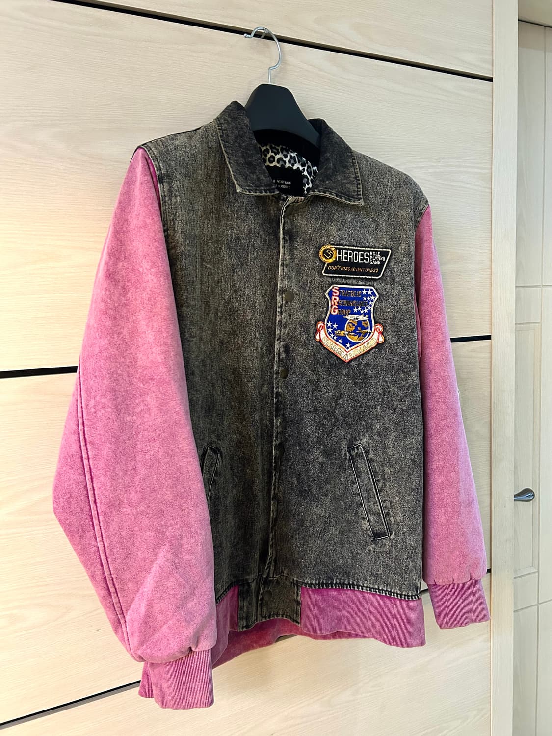 Pink Cotton Printing Varsity Jacket 상품이미지6