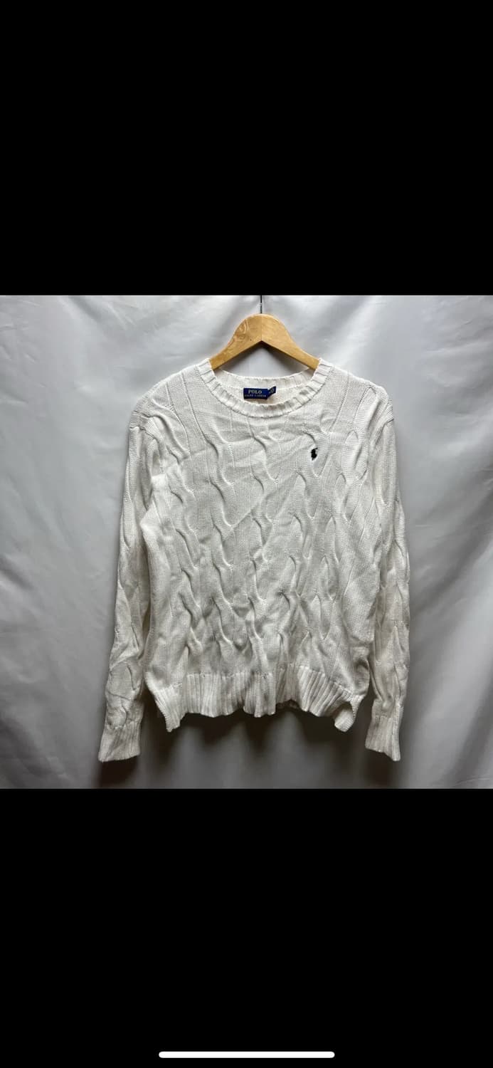 [정품/우먼스M] 폴로 랄프로렌 화이트 케이블 꽈배기 니트 상품이미지1