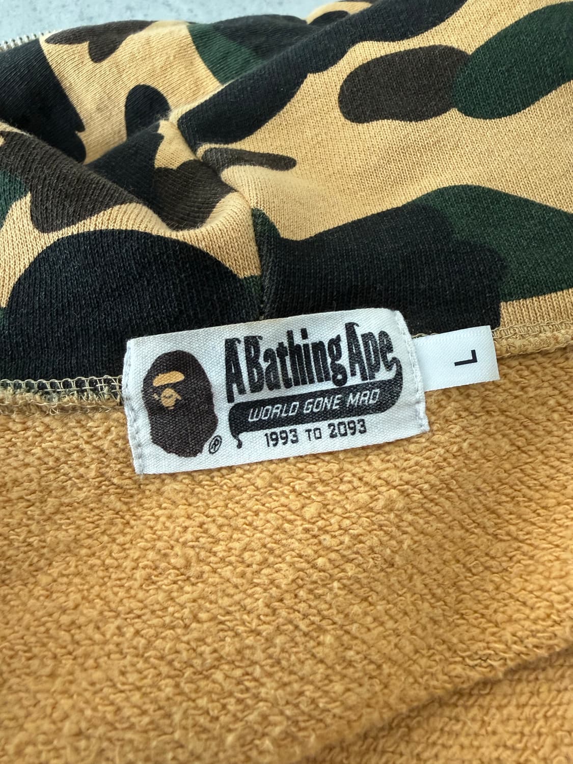 베이프 PONR 퍼스트 카모 세컨드 샤크 풀 집 후드 옐로우 (황계) 상품이미지6