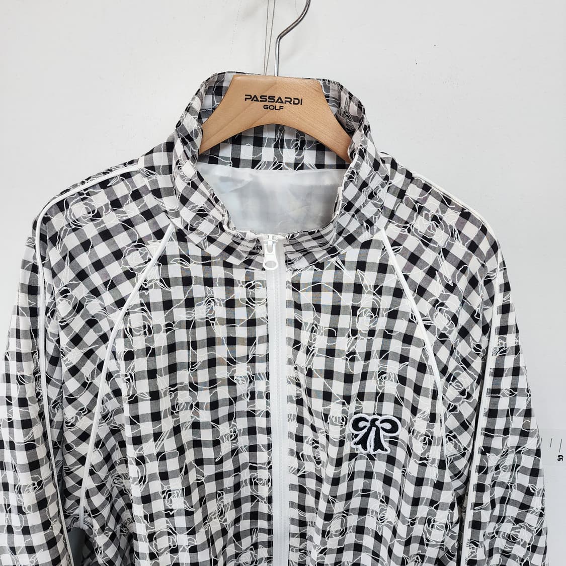 리본 체크 패턴 봄버 점퍼 상품이미지2